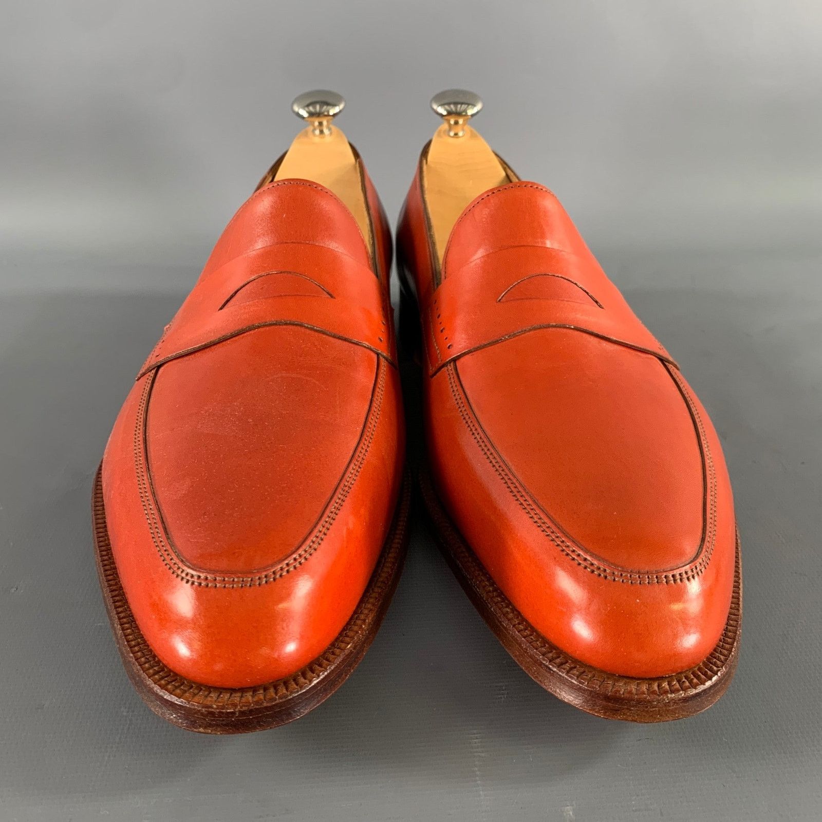 John Lobb JOHN LOBB Size 9 Orange Red Leather Penny Loafers Size US 9 / EU 42 - 4 Thumbnail