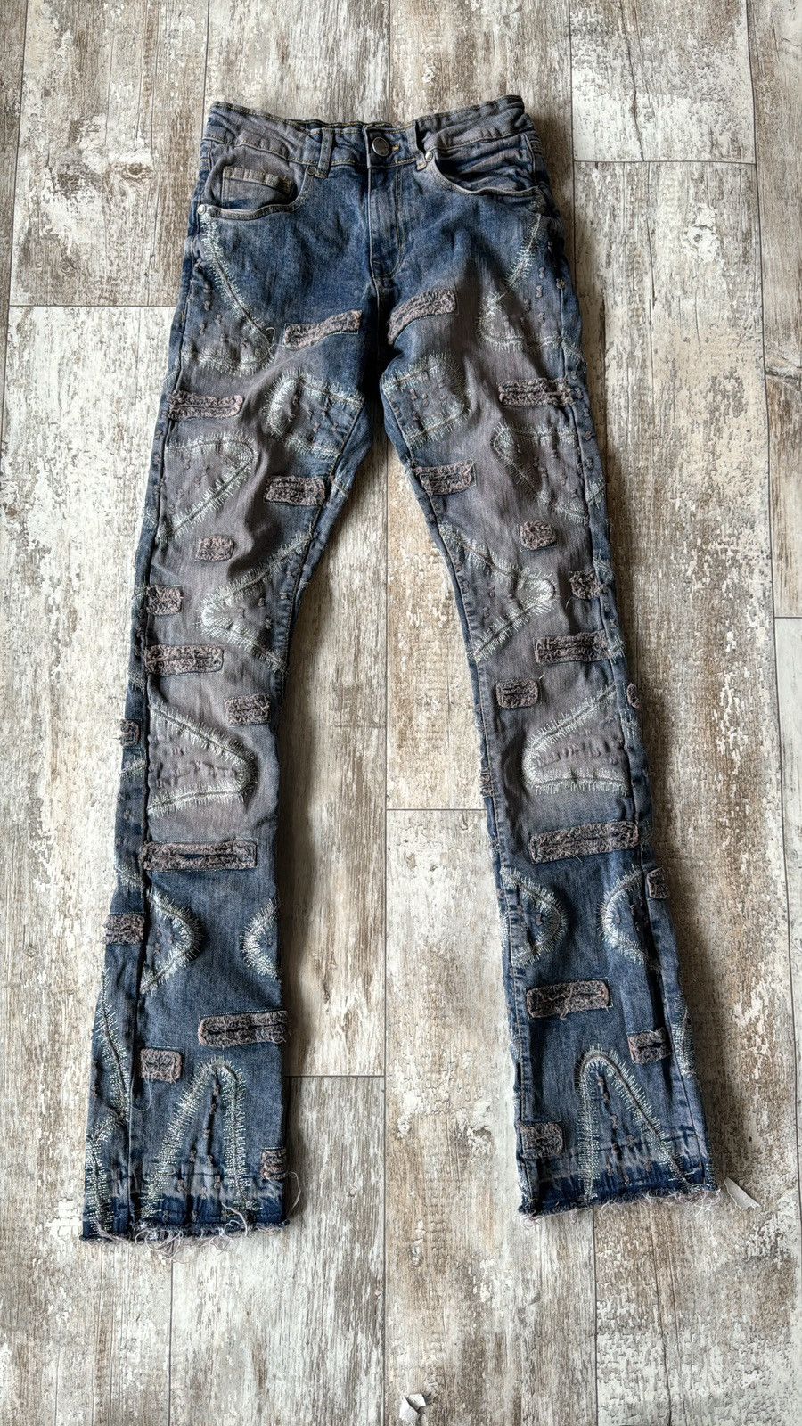 image of Vintage Mens Stacked Denim Jeans Size 30 in Black