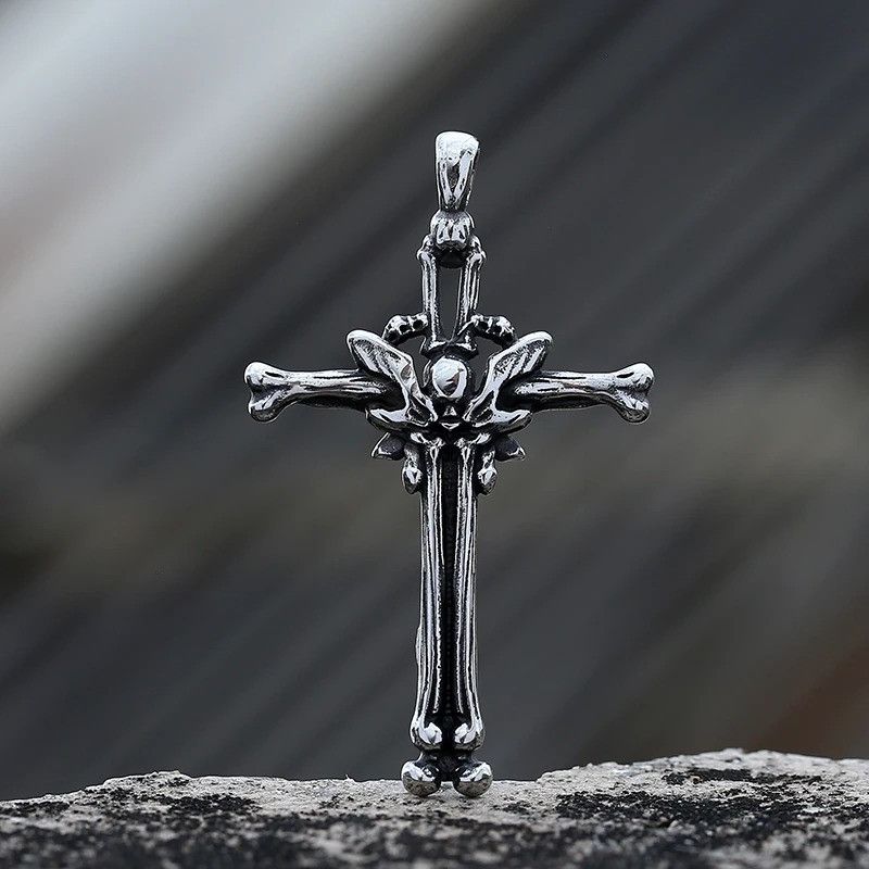 Jewelry Gothic Cross Bone With Skull Pendant Necklace 2025 Size ONE SIZE - 3 Thumbnail