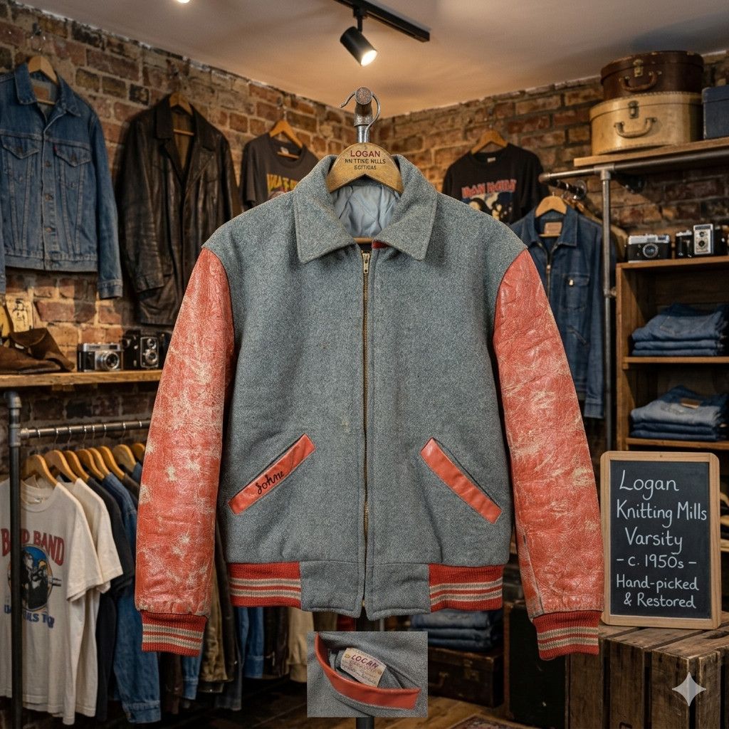 Vintage Vintage 40s Logan Knitting "John Dopak" Letterman Jacket Size US M / EU 48-50 / 2 - 1 Thumbnail