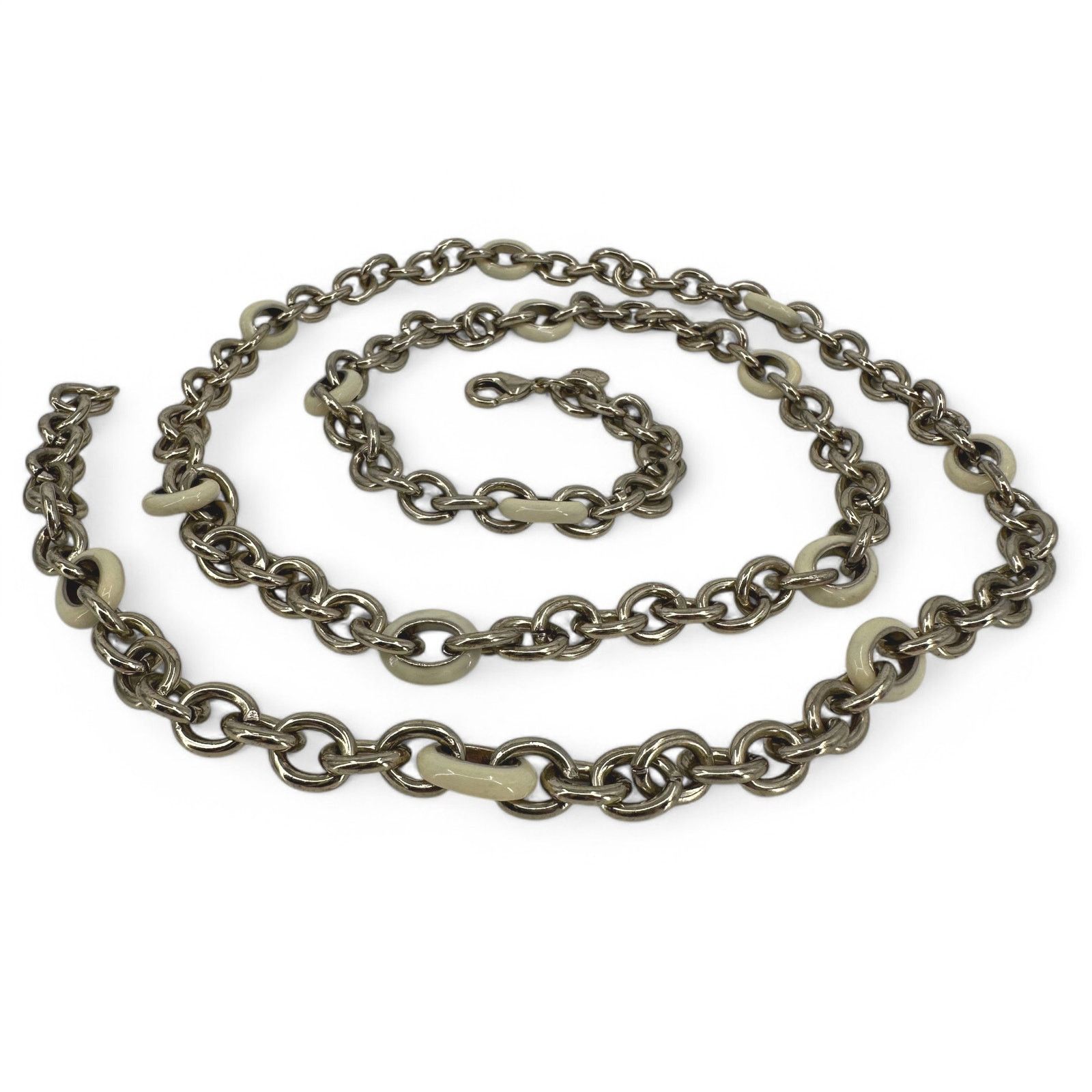 J.Crew J Crew Long Chain Necklace Gold Tone with Cream Enamel Links Size ONE SIZE - 7 Thumbnail