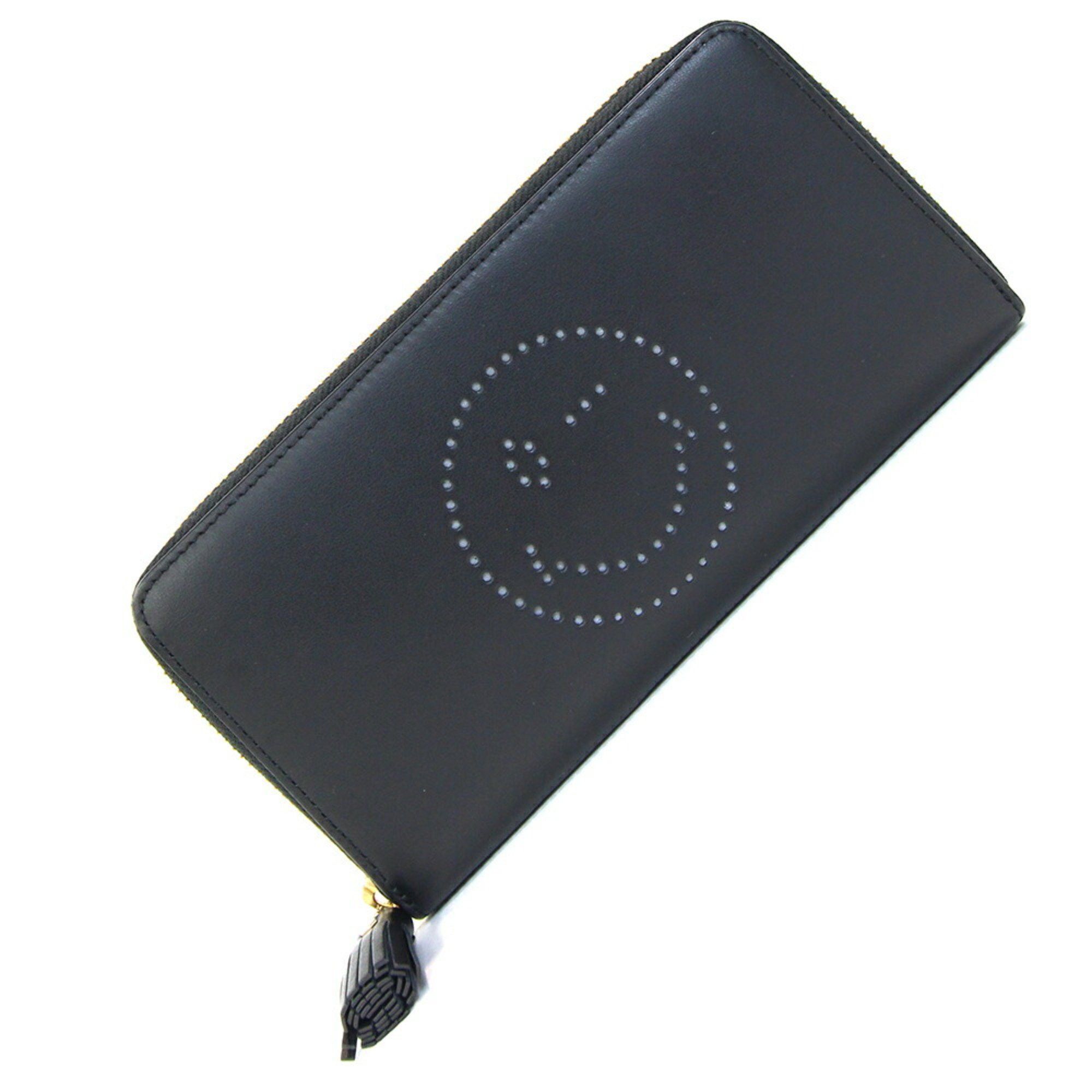 Anya Hindmarch Anya Hindmarch Round Long Wallet Black Leather Zip Smile Punching Tassel Women's ANYA HINDMARCH Size ONE SIZE - 1 Thumbnail