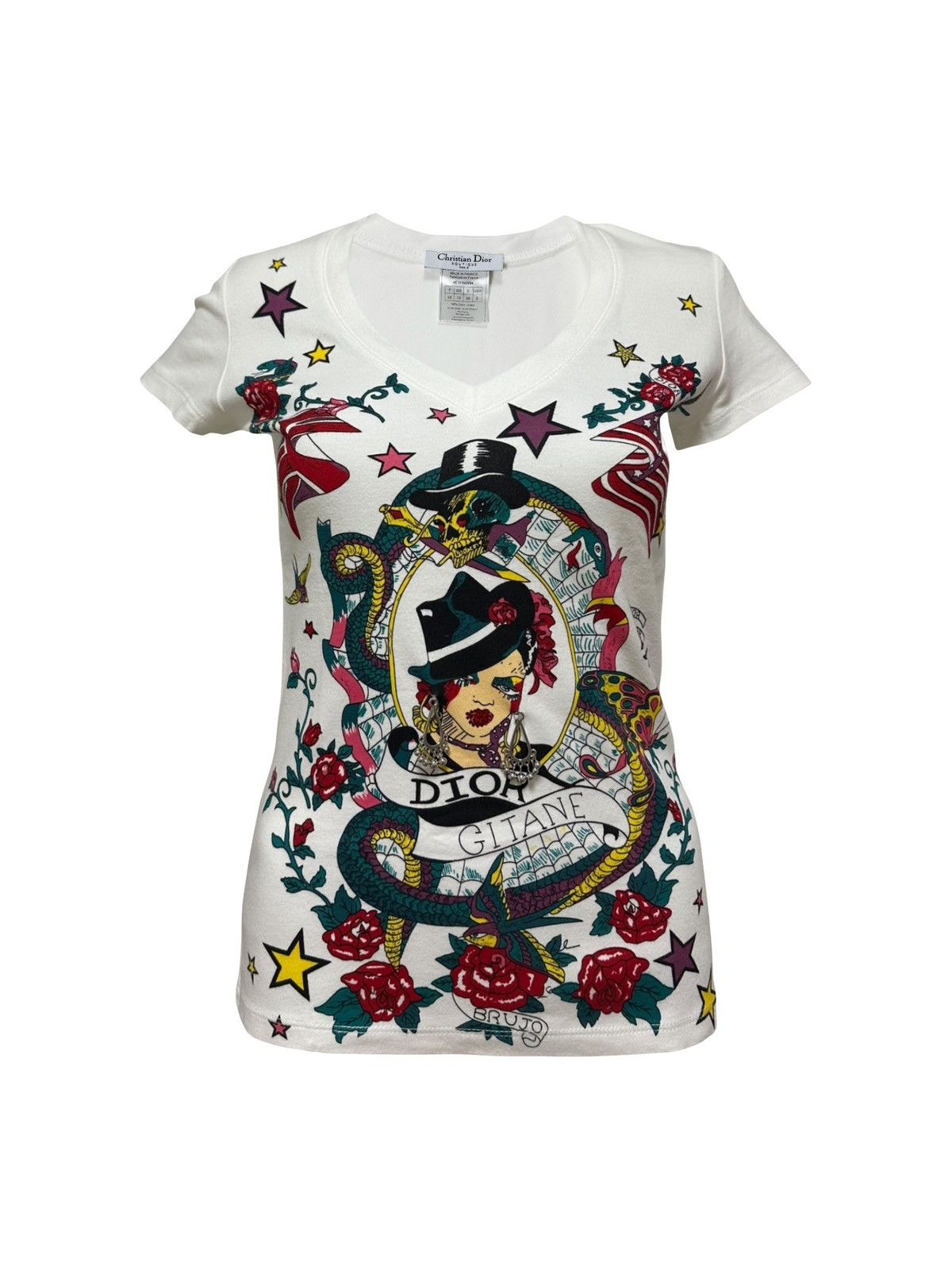 Dior CHRISTIAN DIOR Spring Summer 2004 Gitane Tatoo Print T-Shirt Size S / US 4 / IT 40 - 1 Thumbnail