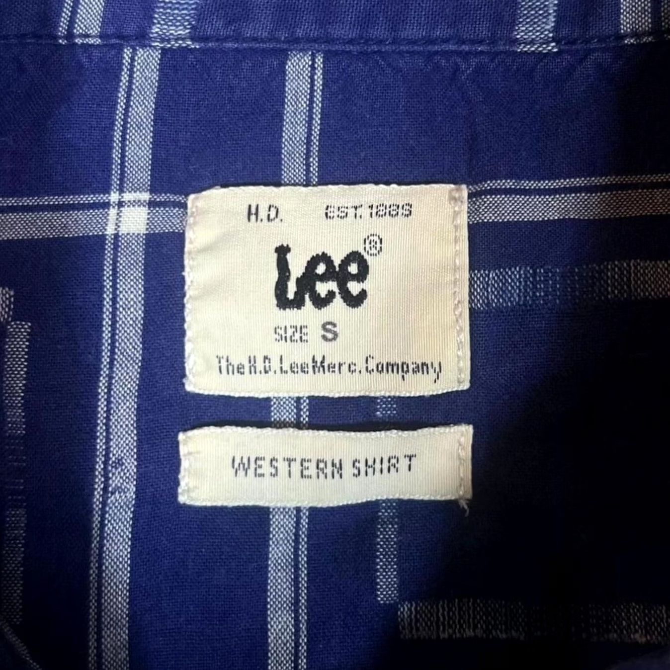 Lee LEE Western Shirt Blue White Check Popper Long Sleeve Cotton Shirt Small Mens Regular Button-Up Shirt Size US S / EU 44-46 / 1 - 2 Thumbnail