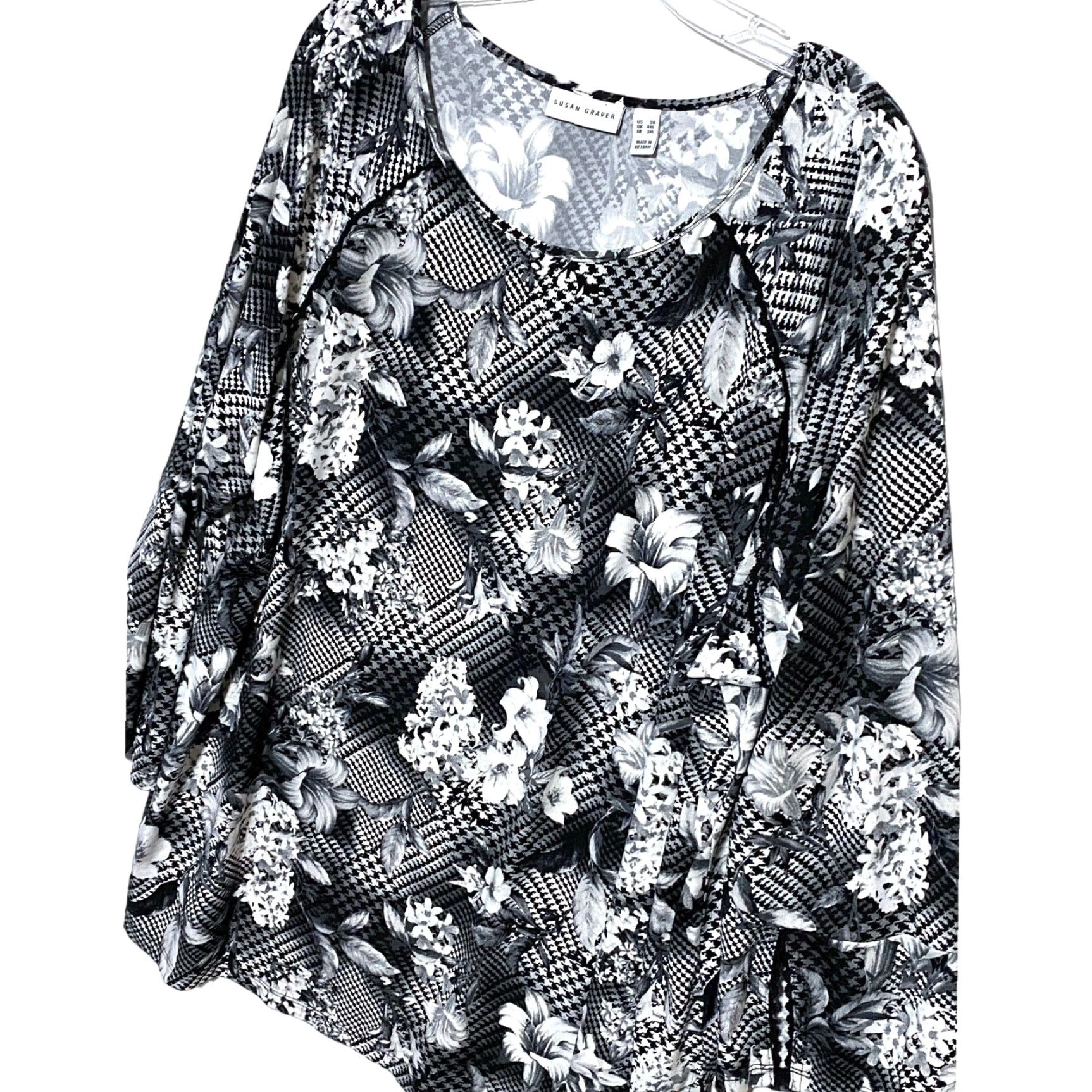 Vintage VINTAGE Susan Graver Blouse Top 3X Whimsigoth Dark Romantic Lagenlook Grunge Boho Shirt Womens, Black, 3XL Size XXL / US 16-18 / IT 52-54 - 2 Thumbnail