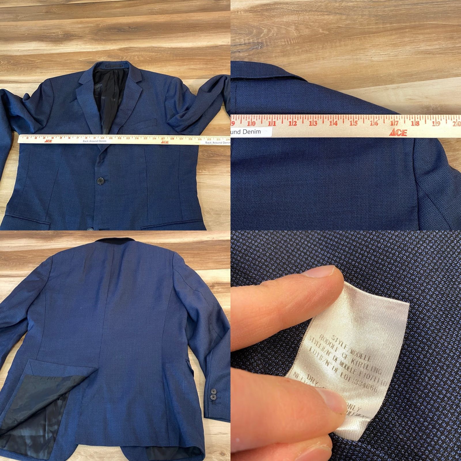 Theory Theory Blazer Mens 42 Sport Coat Wool Blue Micro Pattern Notch Lapel Four-Button Cuffs Two-Button Front Formal Business Regular Cowan? Size 42R - 8 Thumbnail