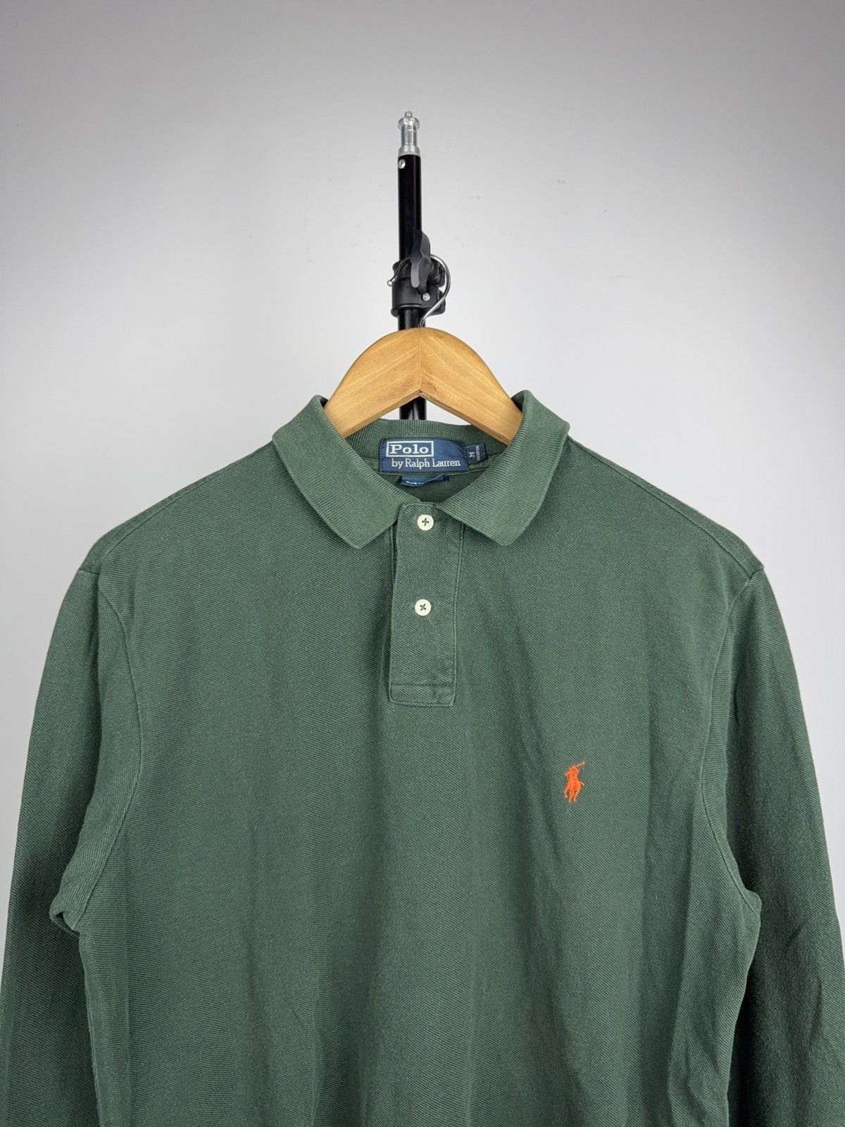 Polo Ralph Lauren 90s Vintage Polo Ralph Lauren Green Long Sleeve Polo Shirt Size US M / EU 48-50 / 2 - 2 Thumbnail