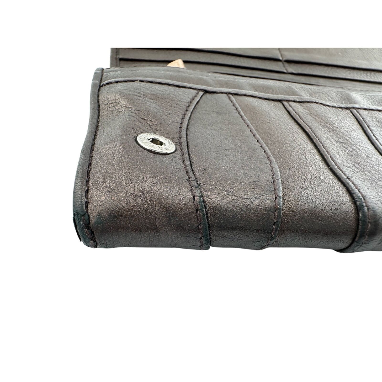 Prada Prada Metallic Brown Wave Leather Flap Continental Wallet Size ONE SIZE - 17 Thumbnail