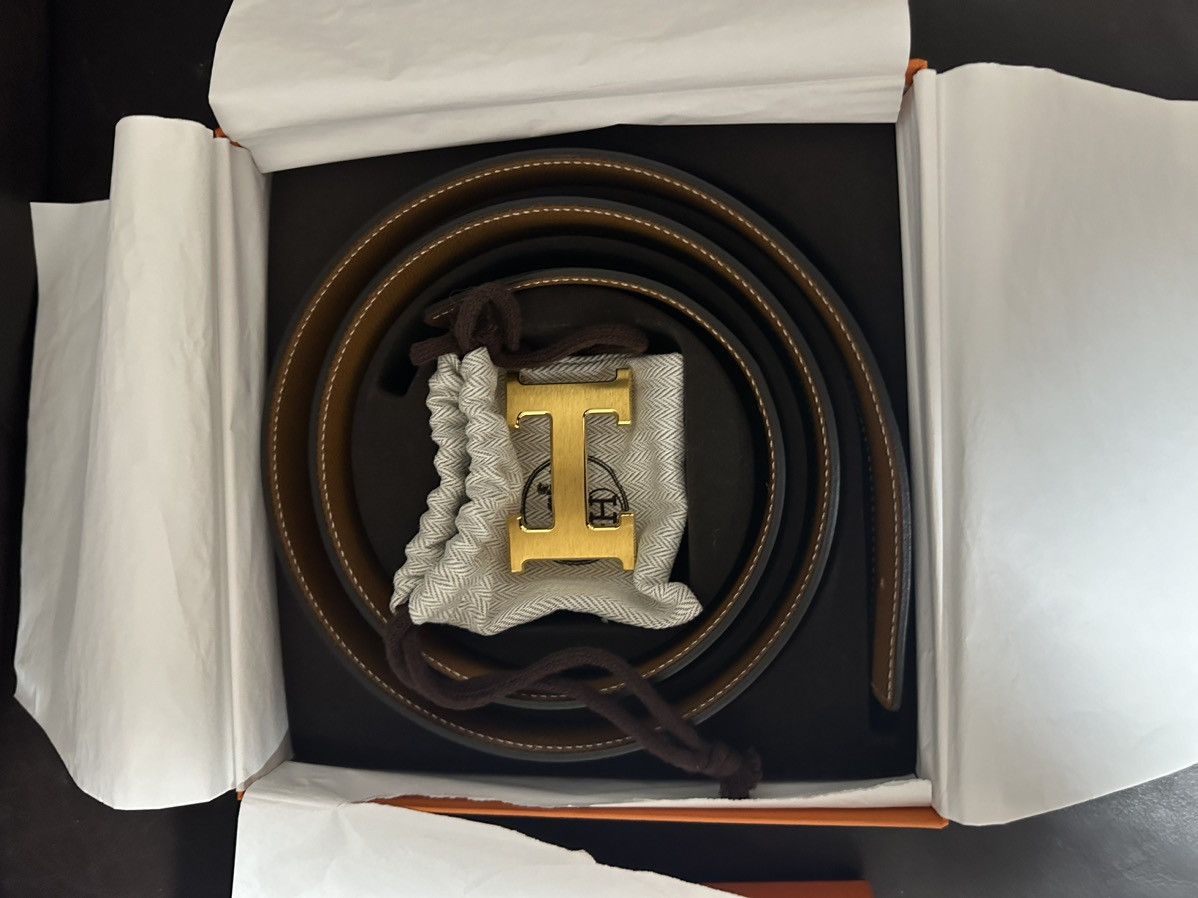Hermes Hermes black leather belt reversible 100 cm Size 38 - 1 Thumbnail