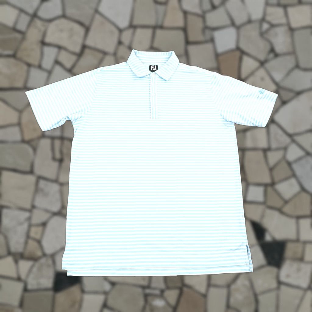 Footjoy FootJoy Polo Shirt Mens XL Blue White Striped Golf Woodbridge Club Performance Size US XL / EU 56 / 4 - 1 Thumbnail