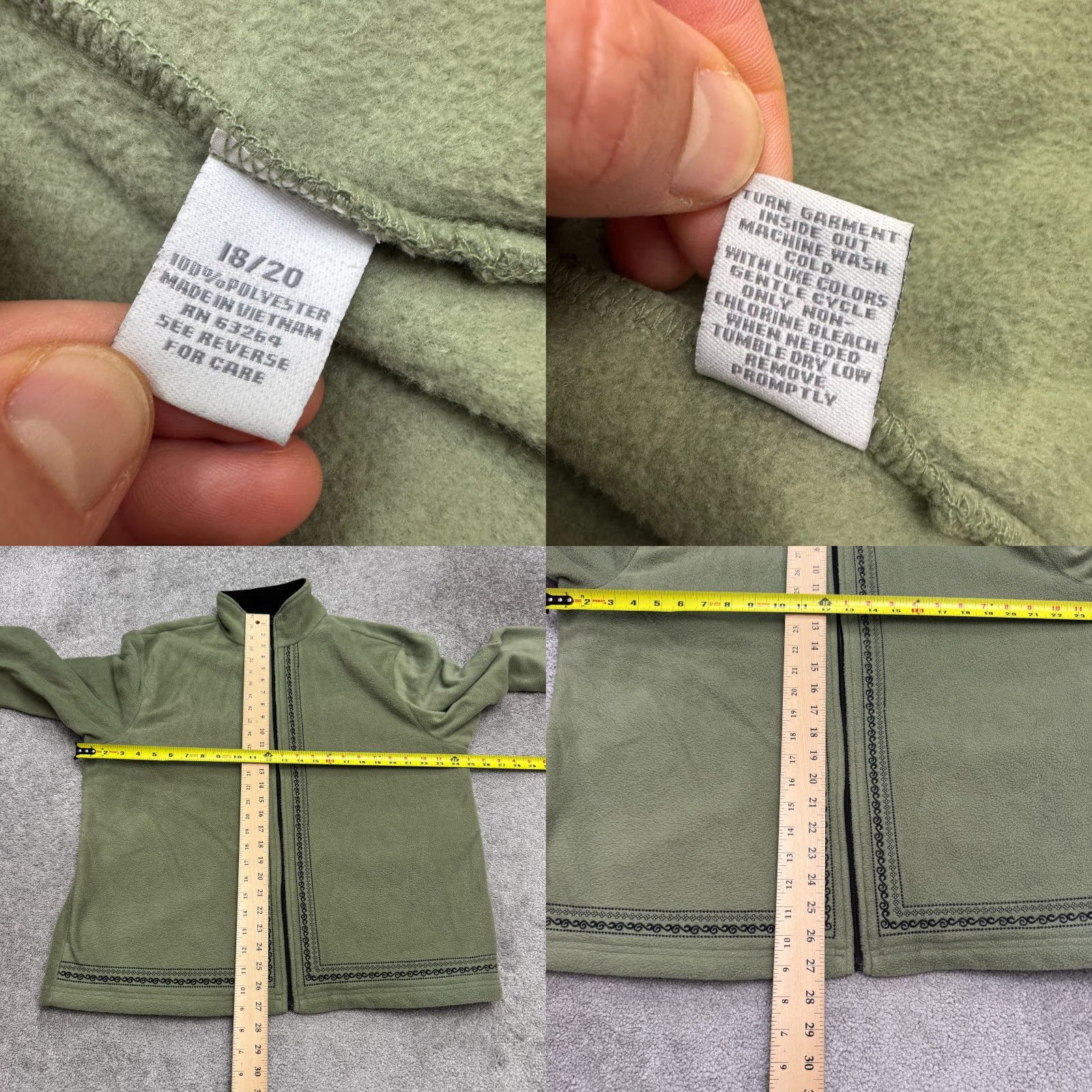 Vintage Dressbarn Embroidered Fleece Jacket Womens 2X Plus Green Full Zip Outdoor Size XXL / US 16-18 / IT 52-54 - 8 Thumbnail