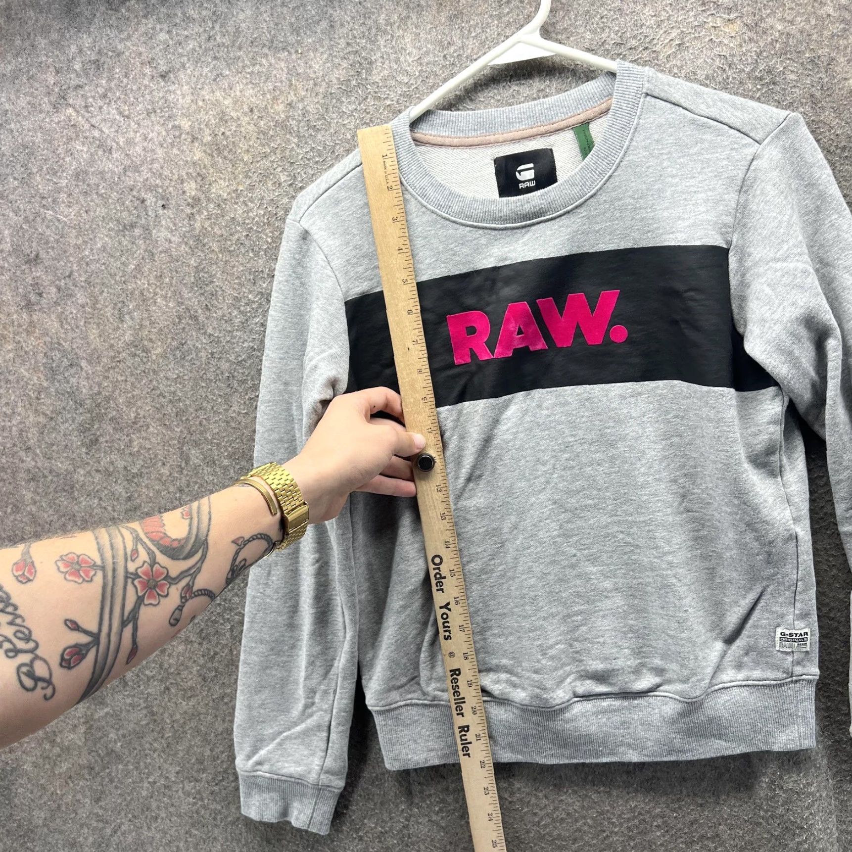 Vintage G STAR RAW Sweatshirt Womens XS Gray Crewneck RAW Logo Pullover Jumper Top Size XS / US 0-2 / IT 36-38 - 4 Thumbnail
