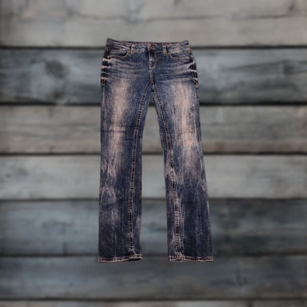 Buckle Black BUCKLE BLACK Womens Jeans Straight Leg Acid Wash Blue Cotton Blend 32x31 All Seasons Size 24" / US 00 / IT 34 - 1 Thumbnail