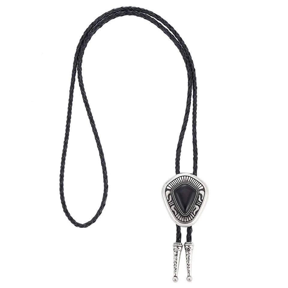 Vintage Natural Turquoise Water Drop Diamond Shape Rope Bolo Tie Size ONE SIZE - 4 Thumbnail
