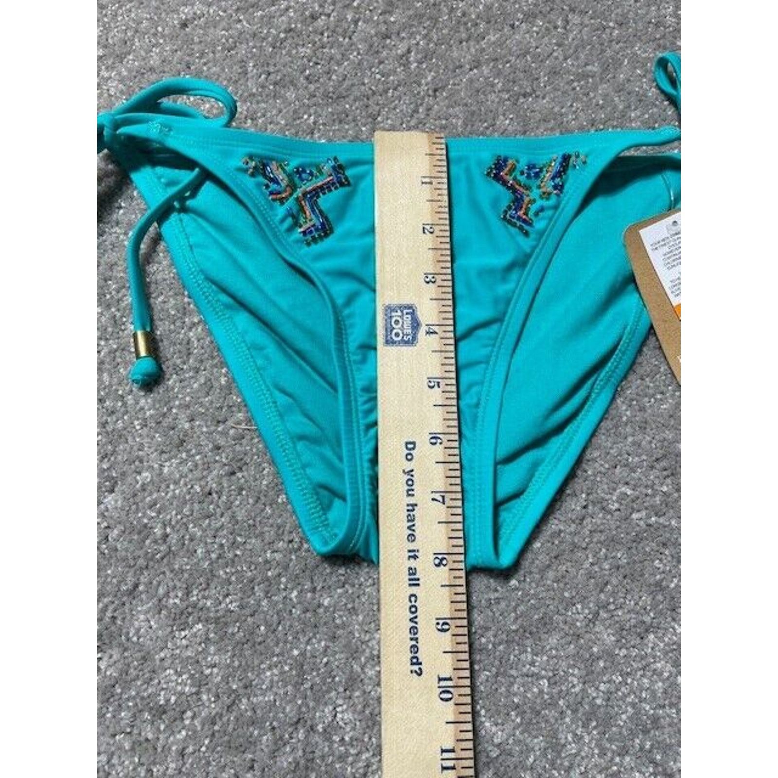 Other Hobie Swim Bikini Bottom Womens S Beaded Tie Side Lined Blue Size S / US 4 / IT 40 - 5 Thumbnail