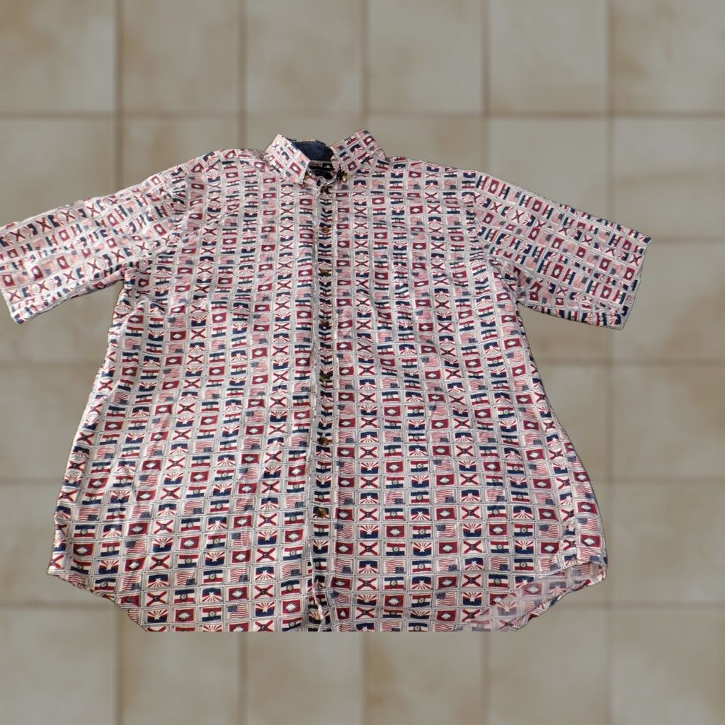 Roundtree & Yorke Roundtree & Yorke Mens Shirt Red Button-Down Casual Geometric Pattern Short Sleeve M Size US M / EU 48-50 / 2 - 1 Thumbnail