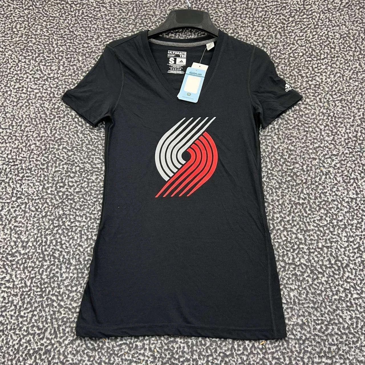 Adidas Portland Trailblazers Shirt Women Short Sleeve V-Neck New S Size S / US 4 / IT 40 - 1 Thumbnail