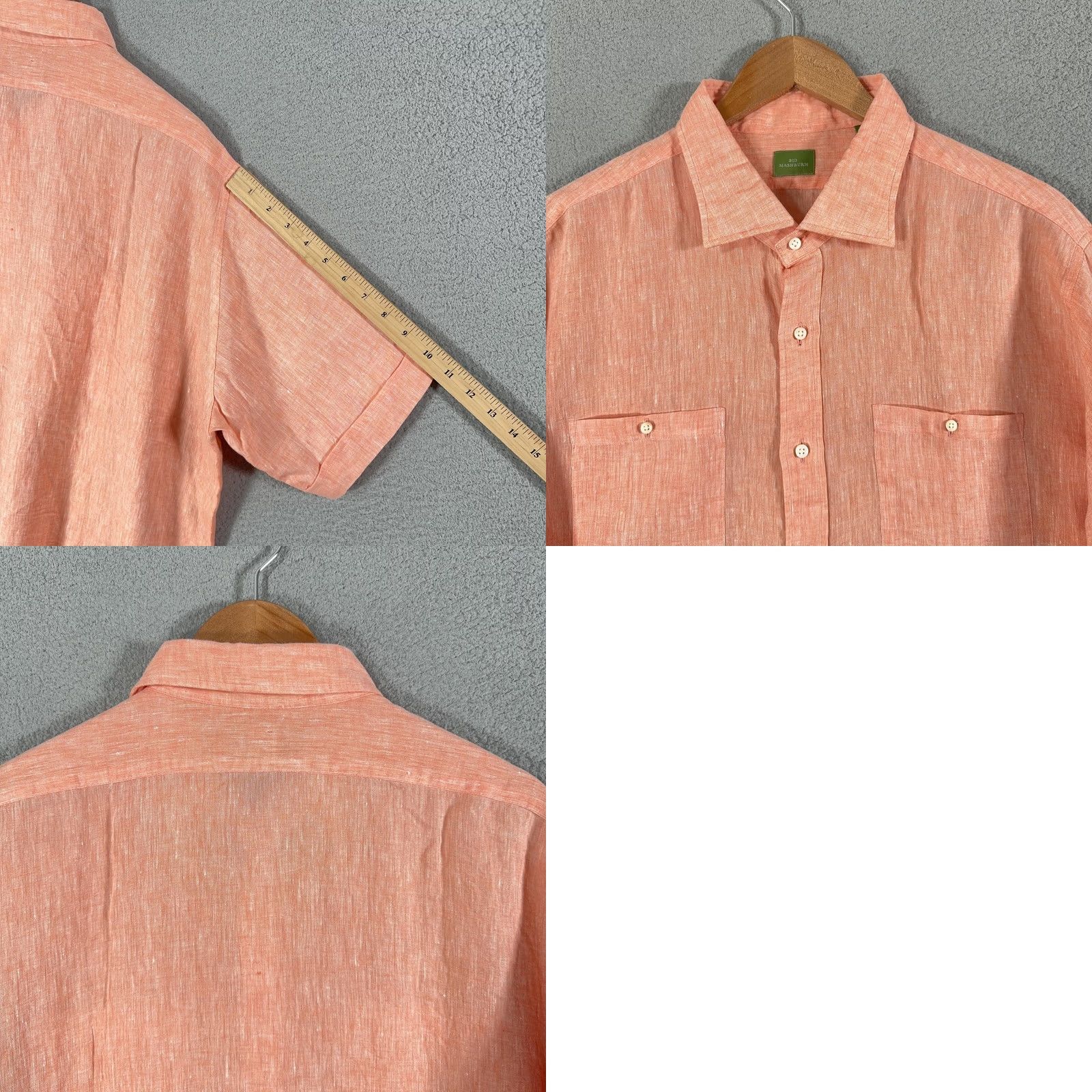 Sid Mashburn Sid Mashburn Linen Shirt Mens XL Cuban Guayabera Short Sleeve Four Pocket Size US XL / EU 56 / 4 - 8 Thumbnail