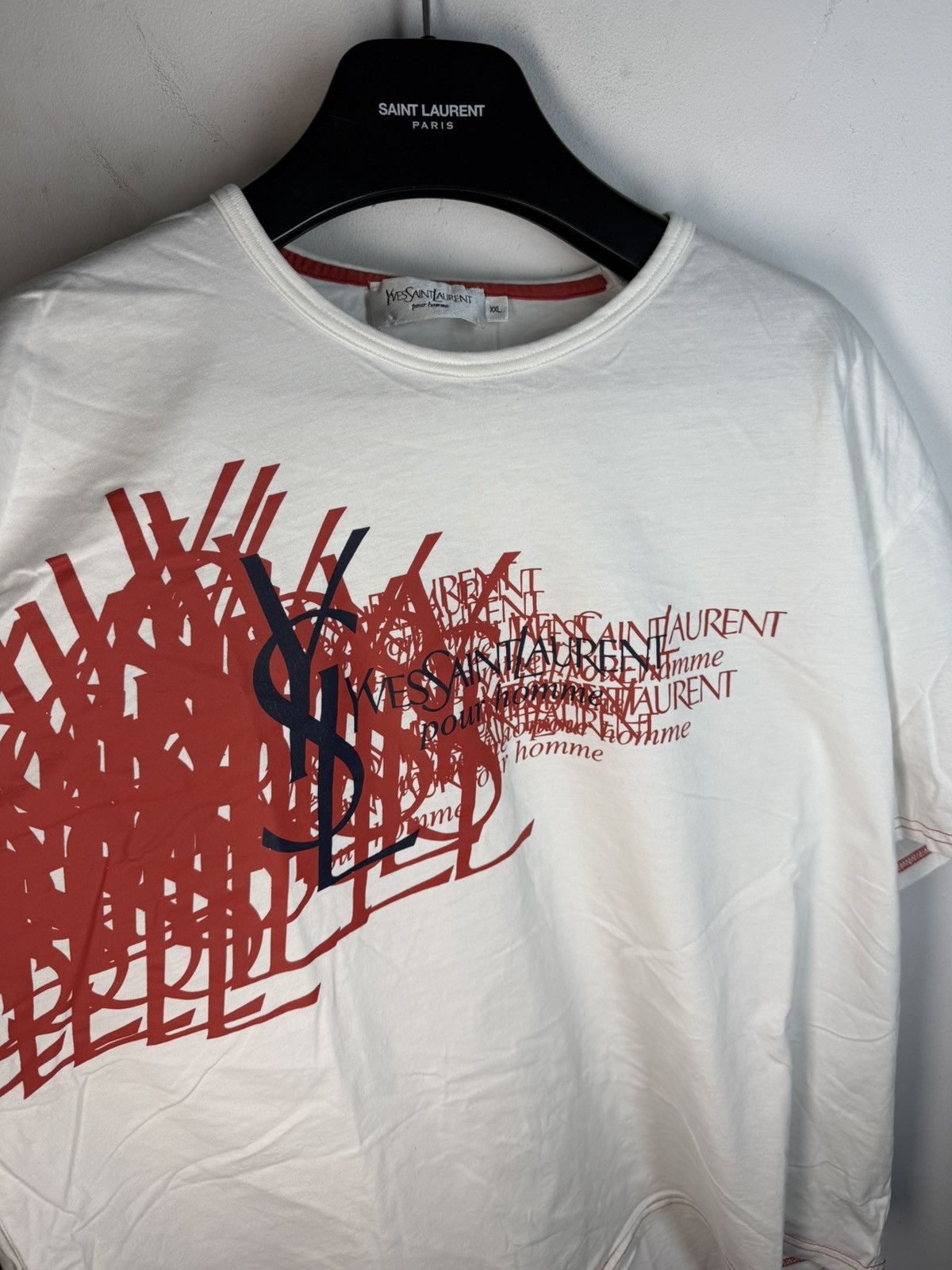 Yves Saint Laurent White YSL T-shirt Big Logo Size US XL / EU 56 / 4 - 9 Thumbnail