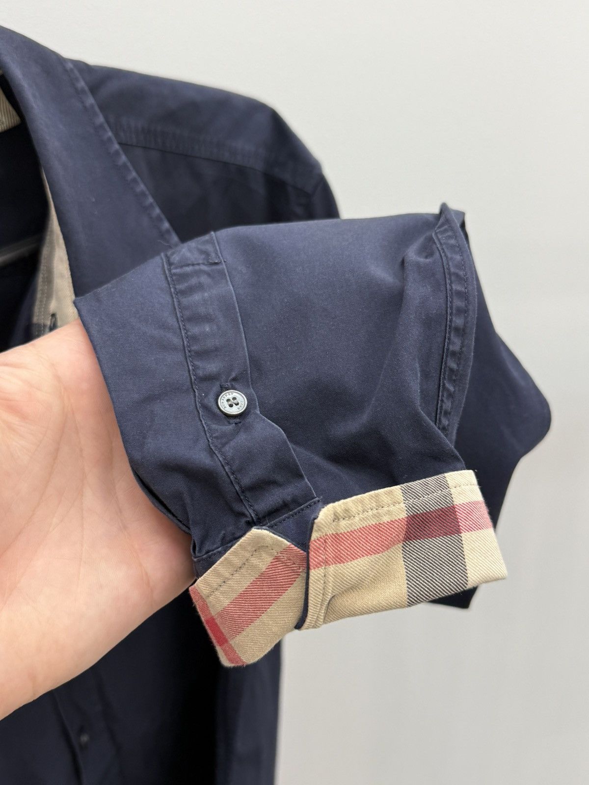 Burberry Burberry Brit Nova Check Logo Embroidered Cotton Shirt Size US L / EU 52-54 / 3 - 4 Thumbnail