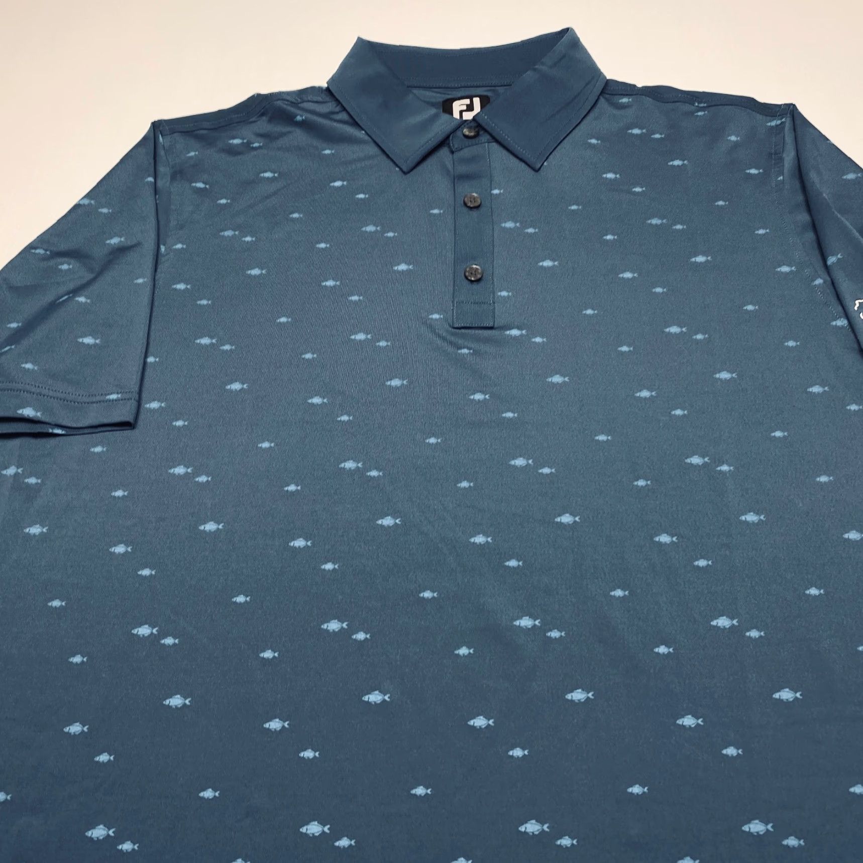 Footjoy FootJoy Polo Shirt Men Large Blue Fish Golf Casual Logo Knit Short Sleeve Shirt Regular Fit Size US L / EU 52-54 / 3 - 3 Thumbnail
