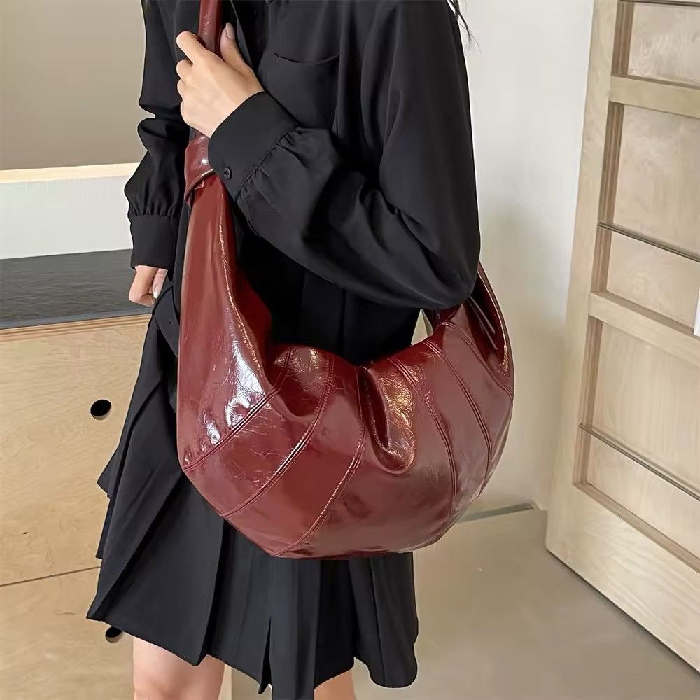 Design Pu Leather Casual Crossbody Burgundy Bag in Red, Women's