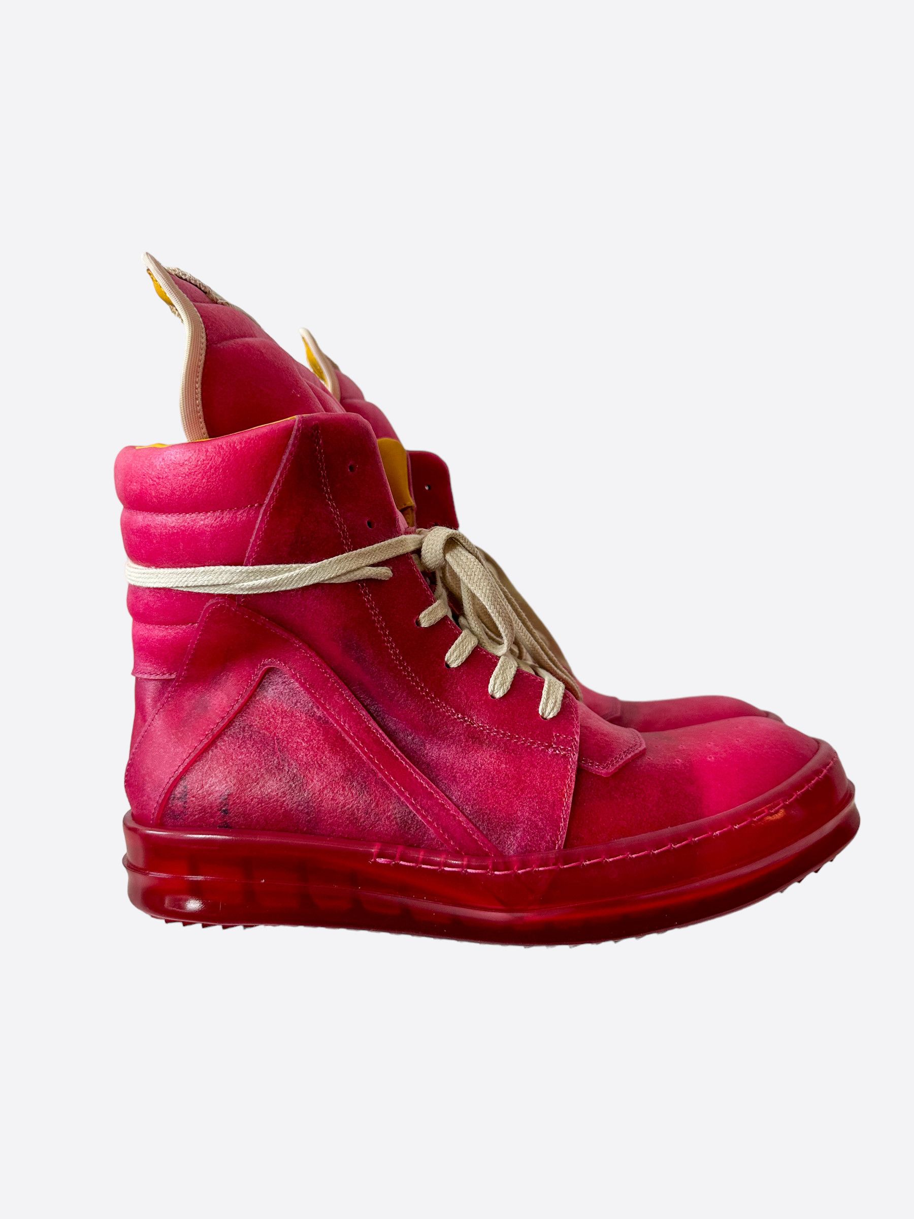 Rick Owens Hot Pink Geobasket High Top Women Sneakers