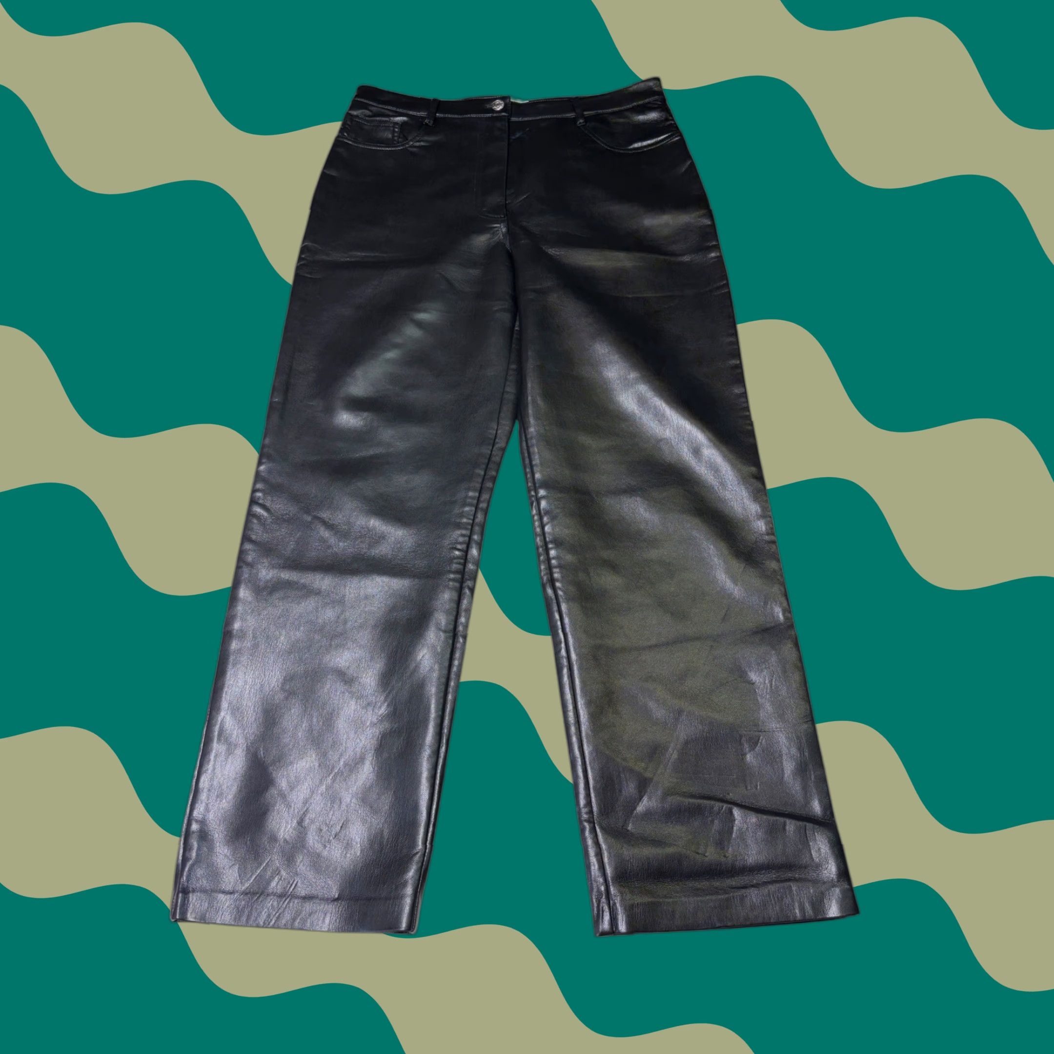 VINTAGE? Wilfred Aritzia Black Vegan Leather Pants Wide-Leg High Waisted 12  W32 L28 Women Dress Pants Pockets Zip Button Solid Black Modern Minimalist  - shinesquarebuilders.com