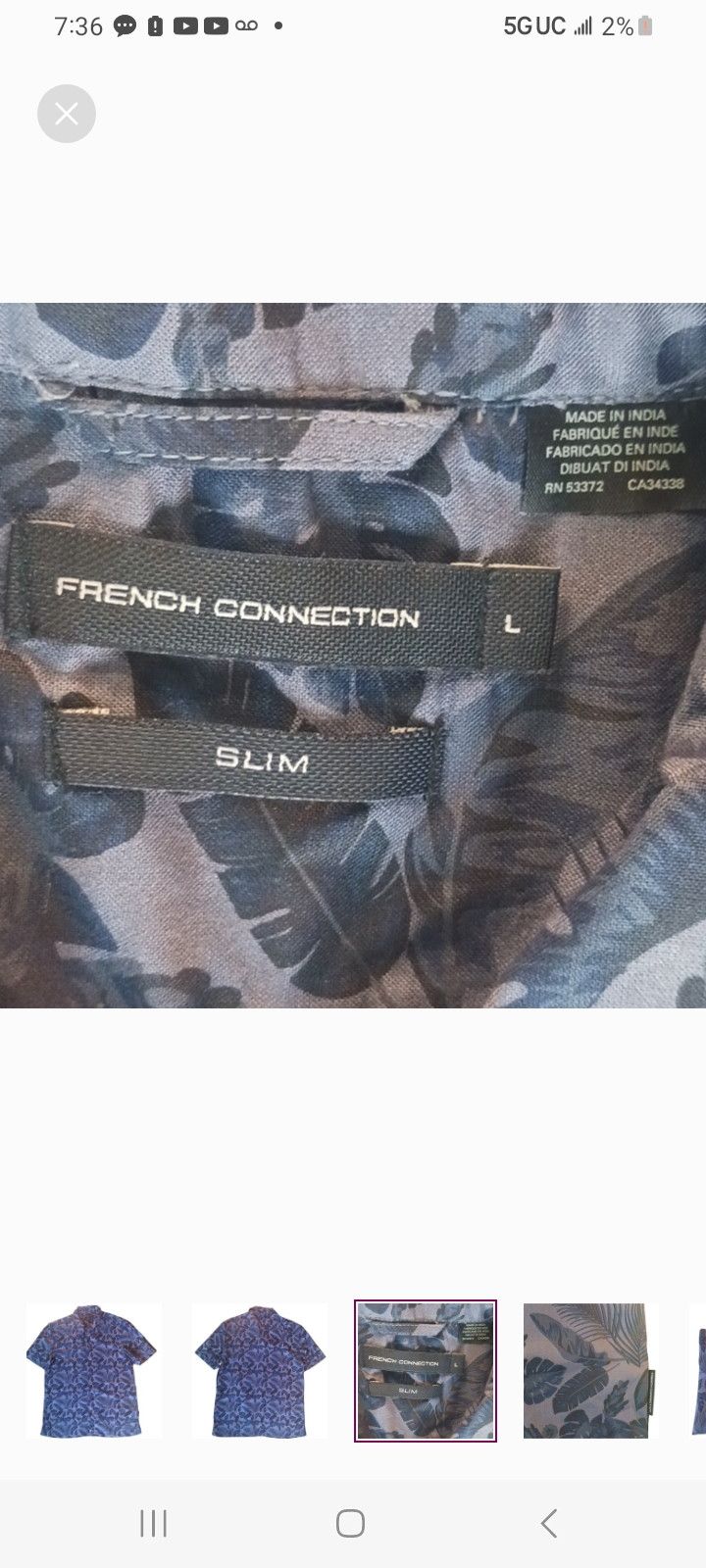 French Connection FRENCH CONNECTION HAWALIAN LEAF Shirt Size US M / EU 48-50 / 2 - 3 Thumbnail