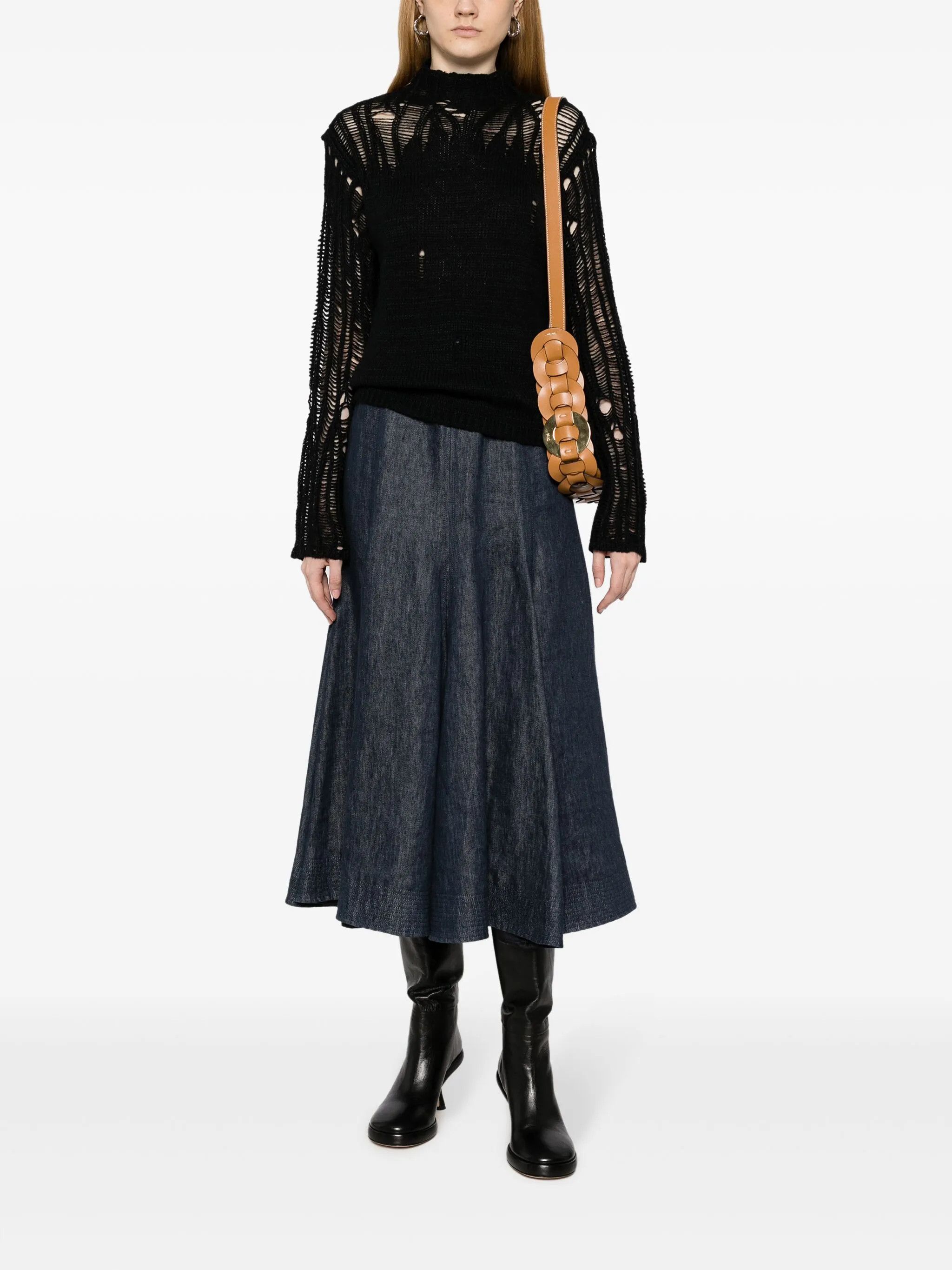 Chloe o1y0825 Turtleneck Sweater in Black Size L / US 10 / IT 46 - 5 Thumbnail
