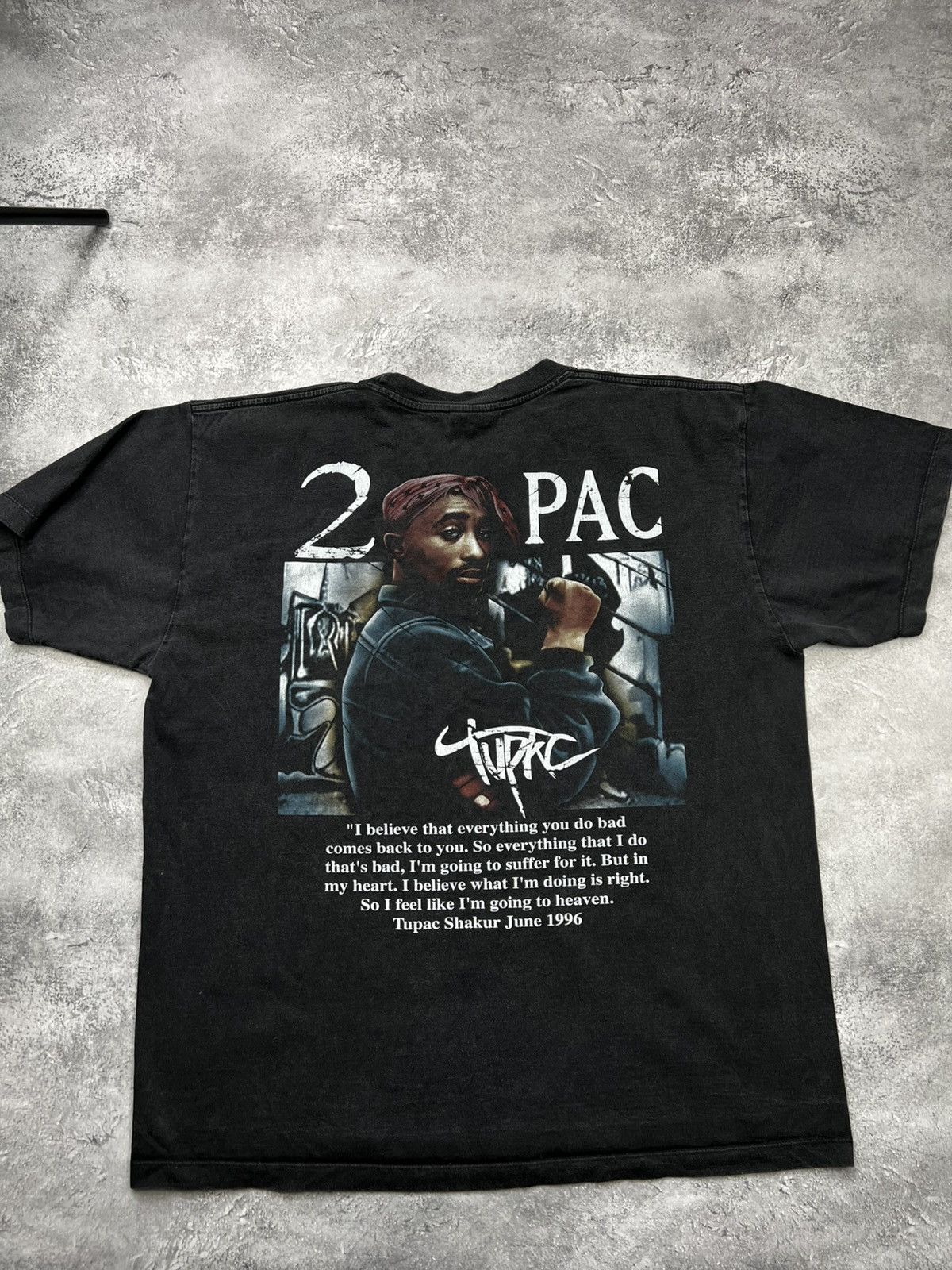 Vintage Vintage 90s Tupac 2pac 90s T Shirt Rare Black Size US XL / EU 56 / 4 - 2 Thumbnail