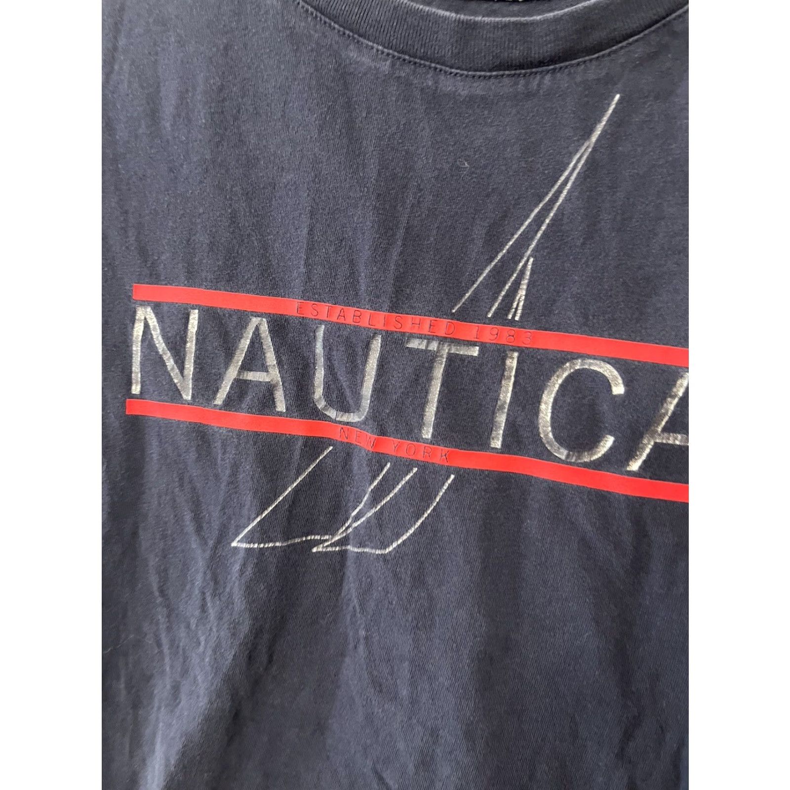 Nautica Nautica Shirt Women Short Sleeve Tee Adult S Navy Blue Embroidered Logo Crew Neck Casual Modern 90s?? Size S / US 4 / IT 40 - 3 Thumbnail