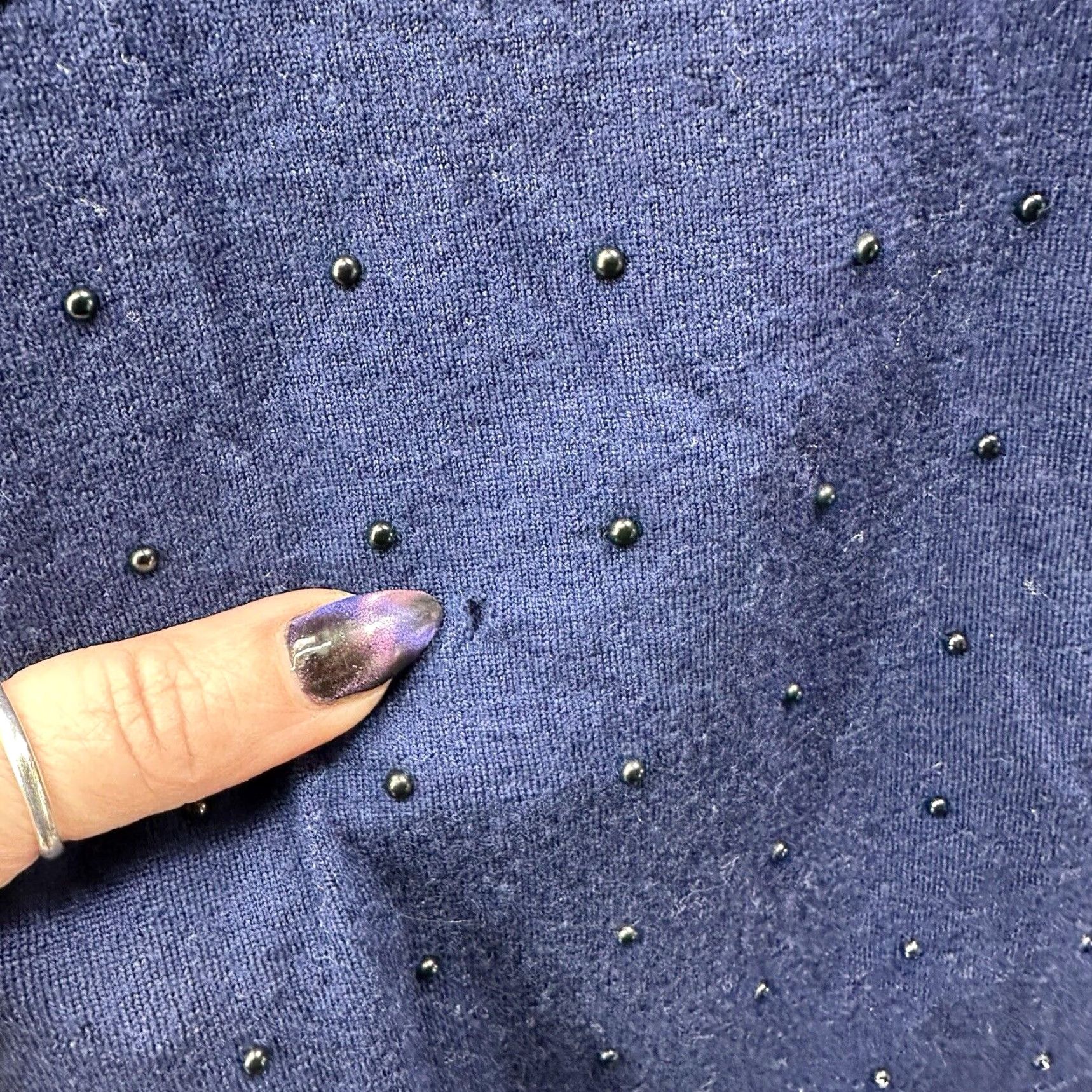 Vintage Akris Punto Sweater Womens 10 Blue Wool Long Sleeve Crew Neck Classic Designer Pullover Size L / US 10 / IT 46 - 7 Thumbnail