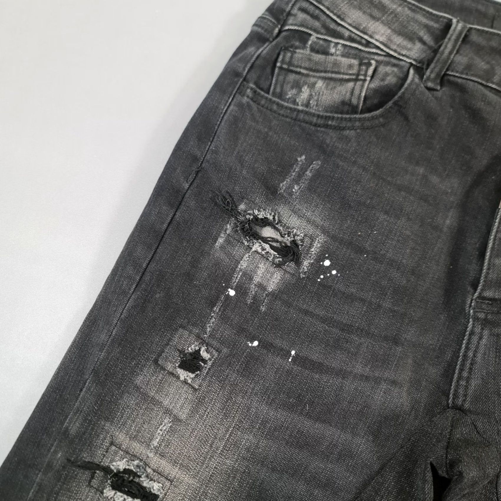 Alessandro Dell'acqua ALESSANDRO Zavetti Mens Jeans Black W28 L32 Distressed Stretch Denim Skinny Size US 28 / EU 44 - 4 Thumbnail