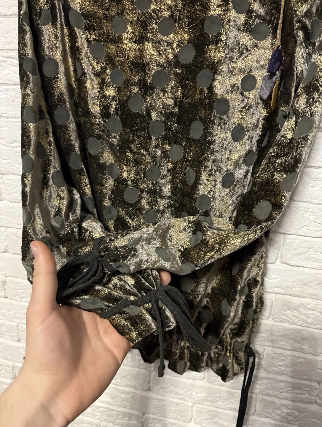 Other VTG Save The Queen Y2K Mesh Top Gold Metallic Polka Dot Size M / US 6-8 / IT 42-44 - 5 Thumbnail