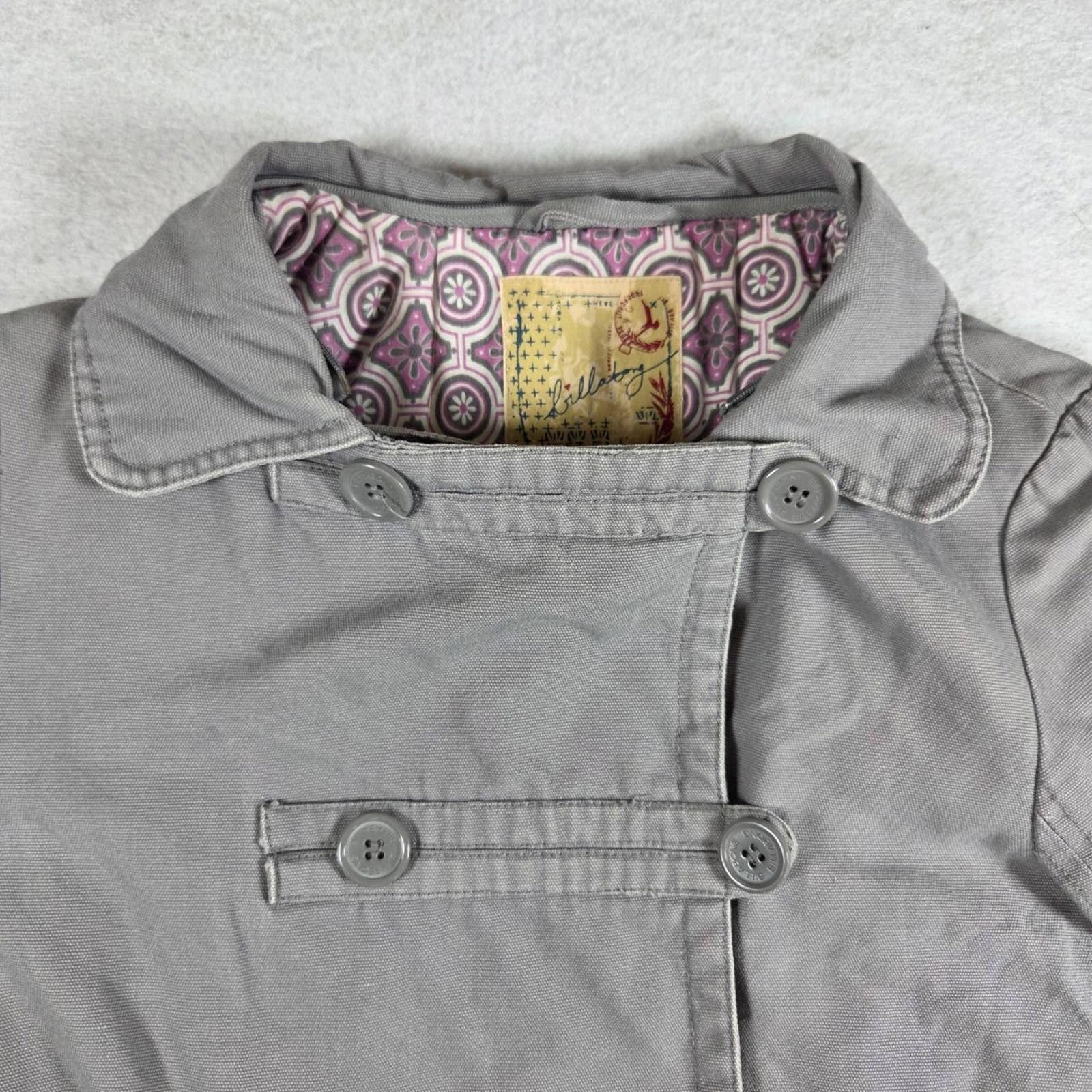Billabong Billabong Trench Coat Small Gray Vintage Double Breasted Size S / US 4 / IT 40 - 4 Thumbnail