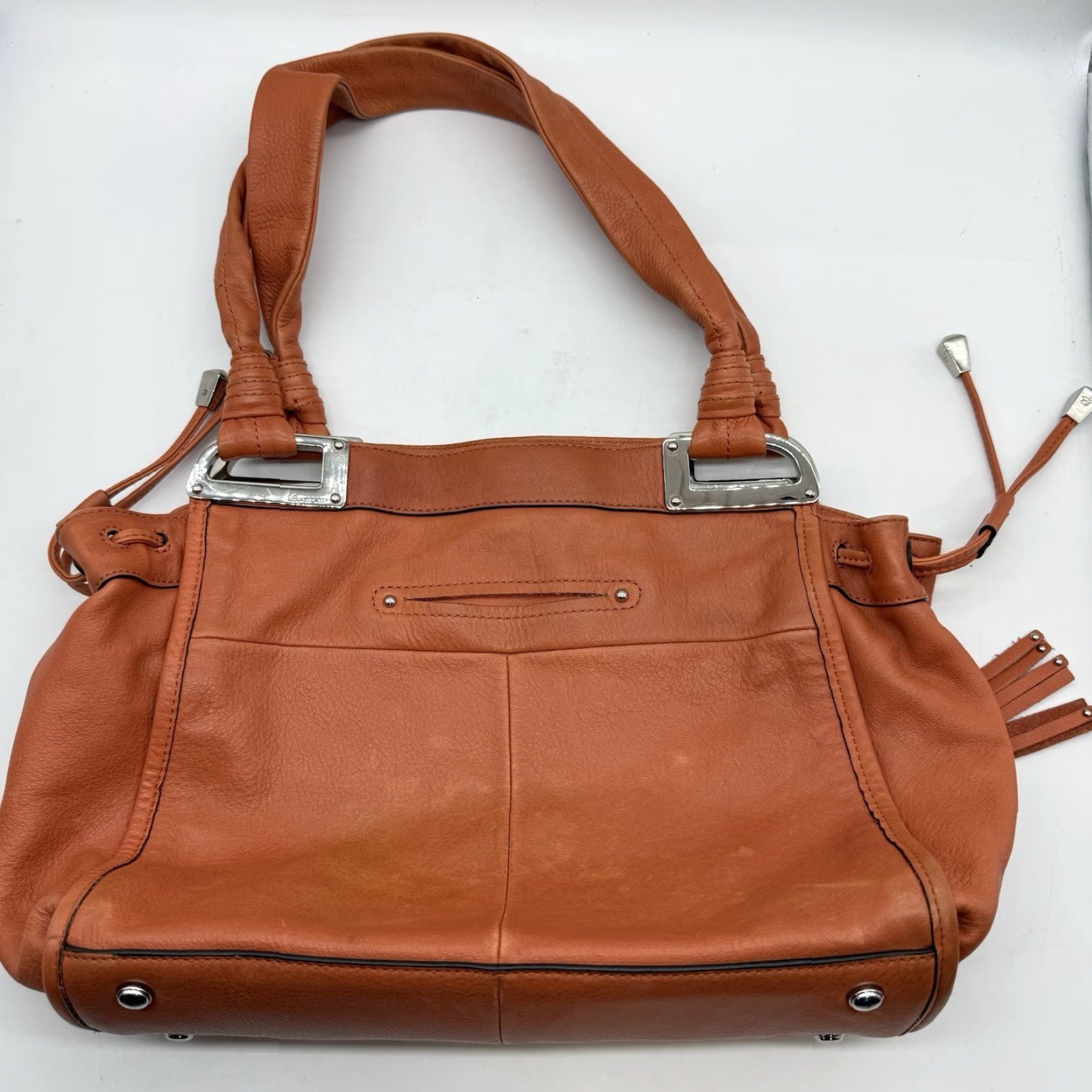 Doublet B. Makowsky Womens Orange Leather Shoulder Bag Medium Black Hardware Size ONE SIZE - 6 Thumbnail