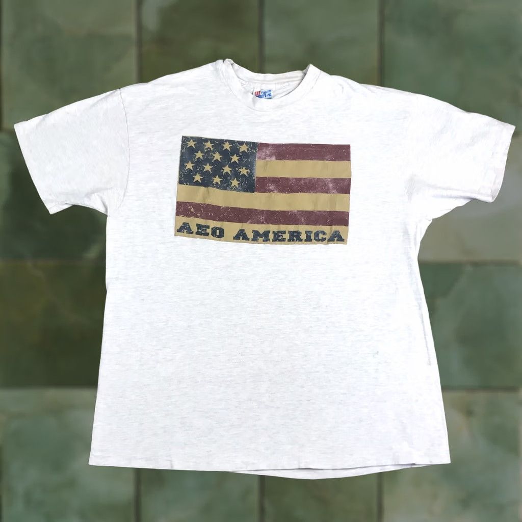 Hanes VINTAGE Hanes USA Patriotic Graphic Tee T-Shirt Gray XL Mens Short Sleeve Crew Neck Size US XL / EU 56 / 4 - 1 Thumbnail