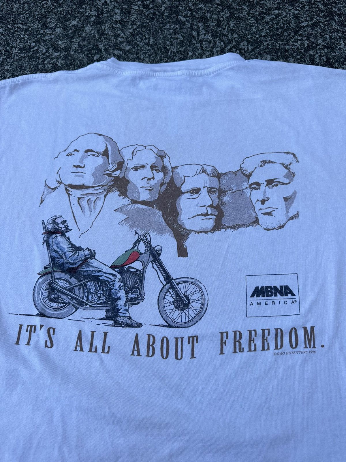 Harley Davidson × Vintage Vintage 90s MBNA America Motorcycle Biker Mullet T-Shirt Size US XL / EU 56 / 4 - 4 Thumbnail