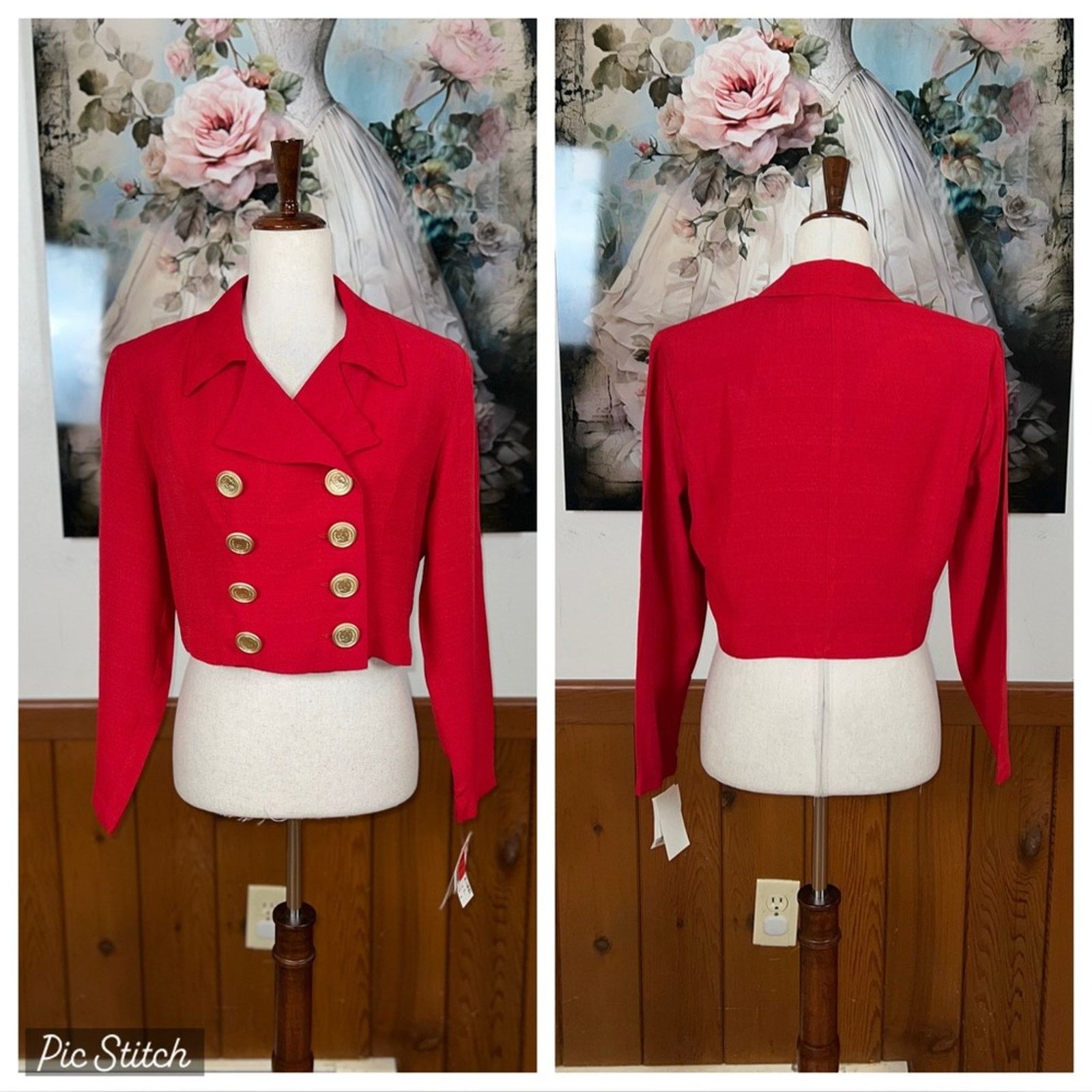 Vintage Fabulous NEW Vintage 1980s Marnie West Cropped Blazer! Size M / US 6-8 / IT 42-44 - 1 Thumbnail