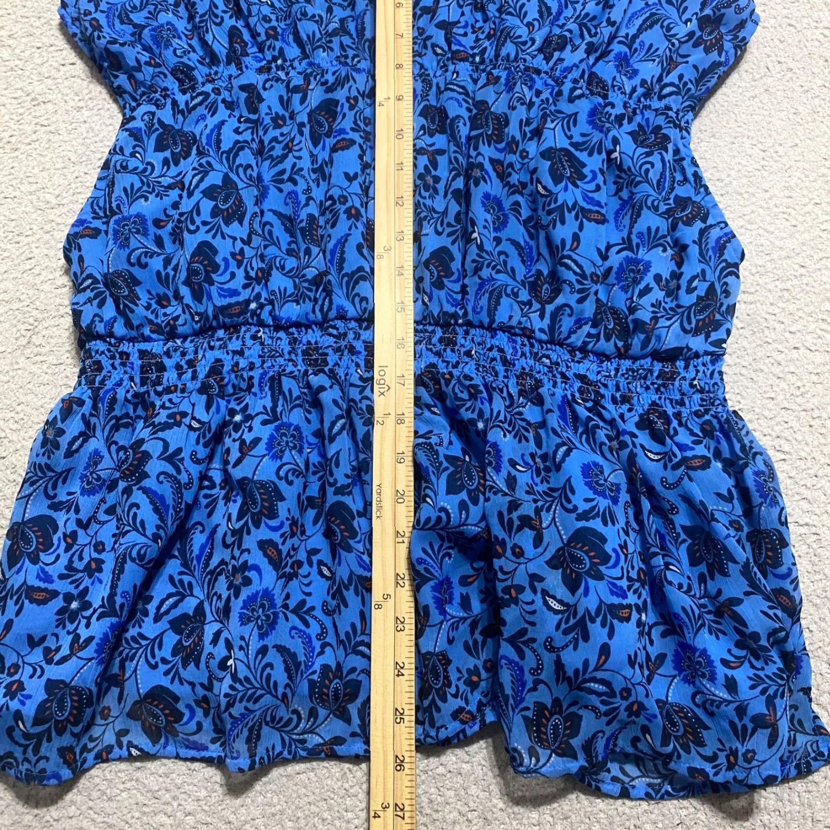 Old Navy Old Navy XL Shirt Womens Blue Floral V-Neck Dolman Lined Size XL / US 12-14 / IT 48-50 - 7 Thumbnail