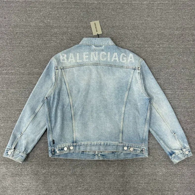 Balenciaga Balenciaga Blue rhinestone denim jacket coat Size XS / US 0-2 / IT 36-38 - 1 Thumbnail