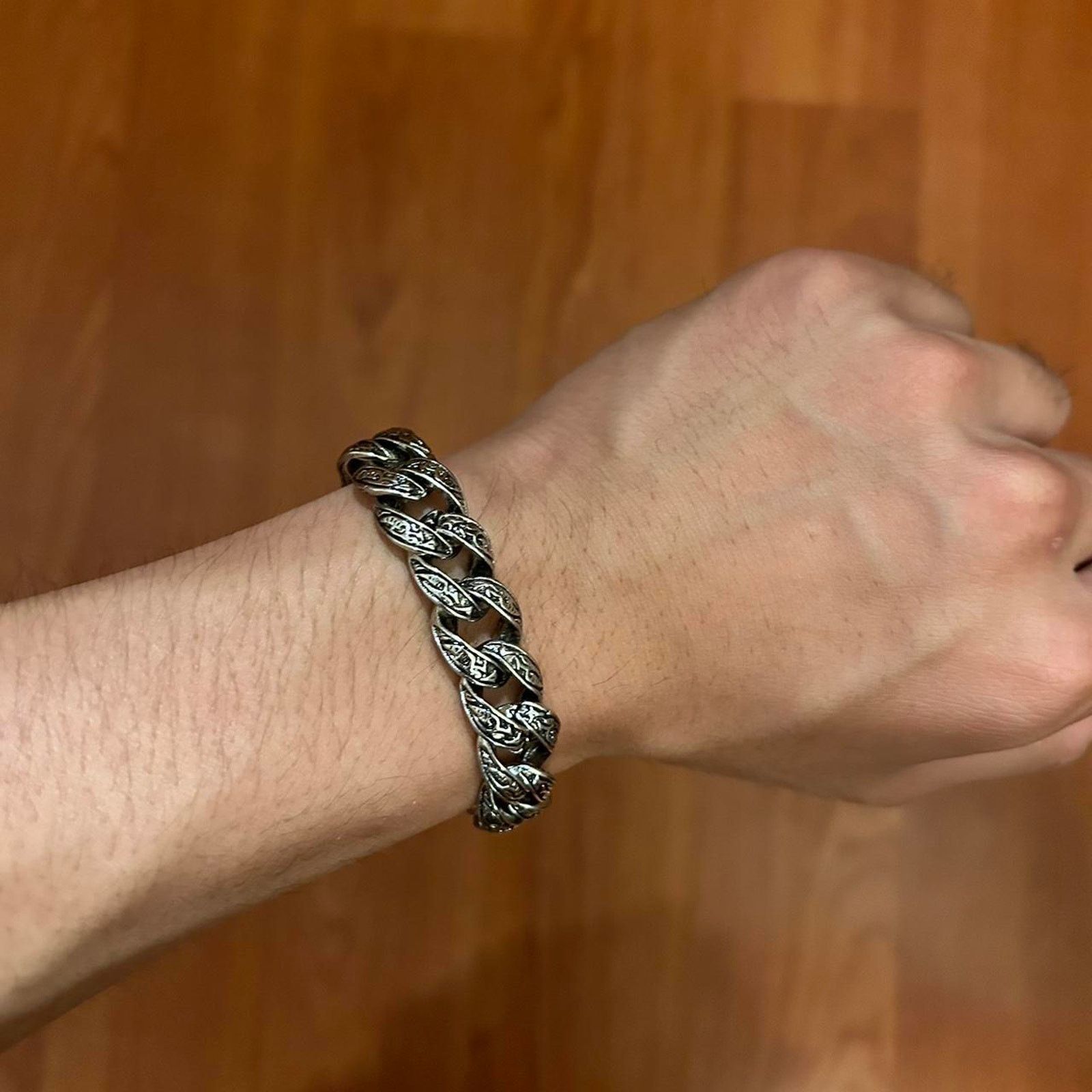 Japanese Brand × Vintage Ga3b - Y2K Engraved Cuban Bracelet Size ONE SIZE - 3 Thumbnail