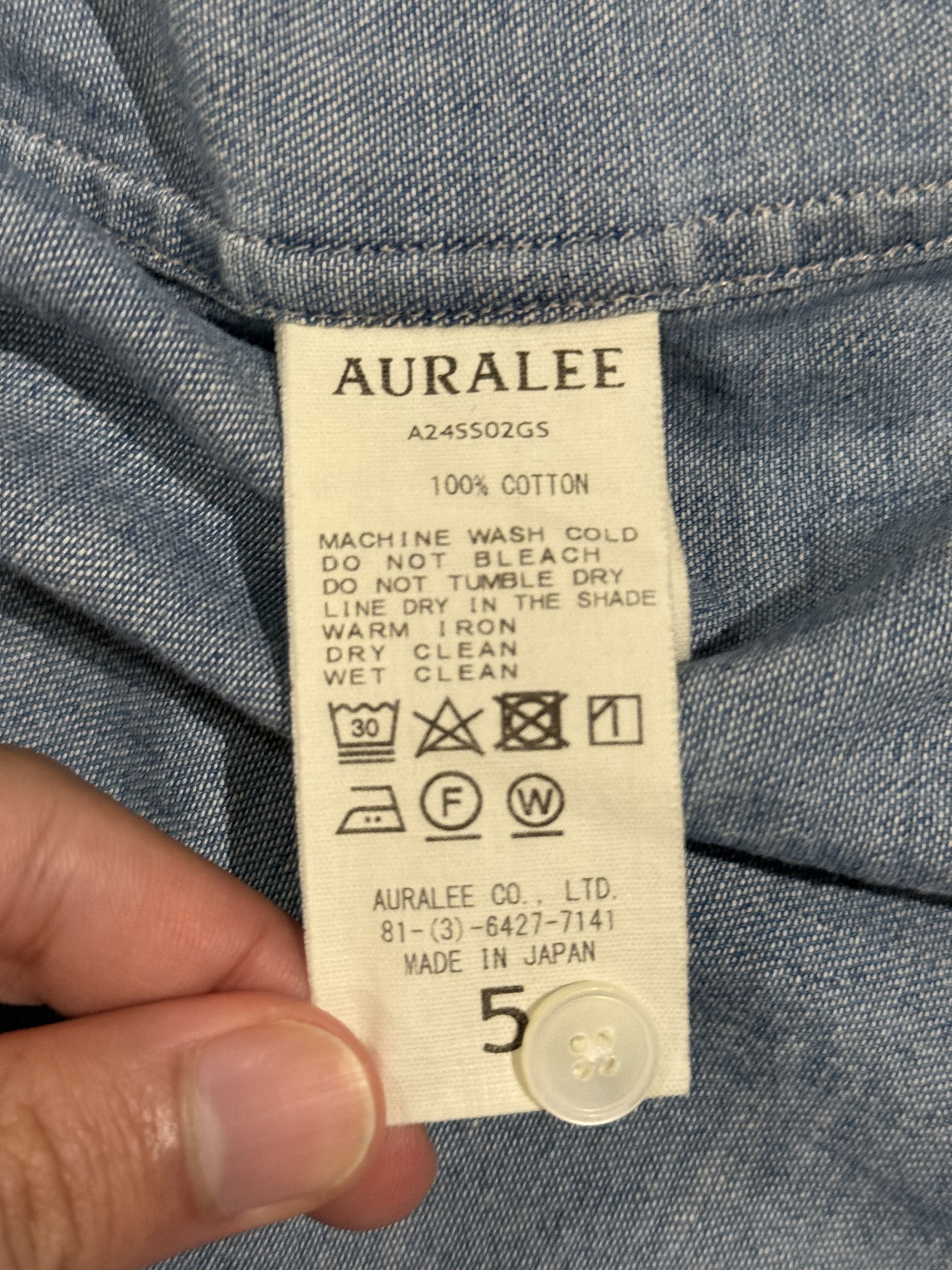 Auralee 💚 Auralee Selvedge Super Light Denim Half Sleeved Shirt NEW Size US XXL / EU 58 / 5 - 18 Thumbnail