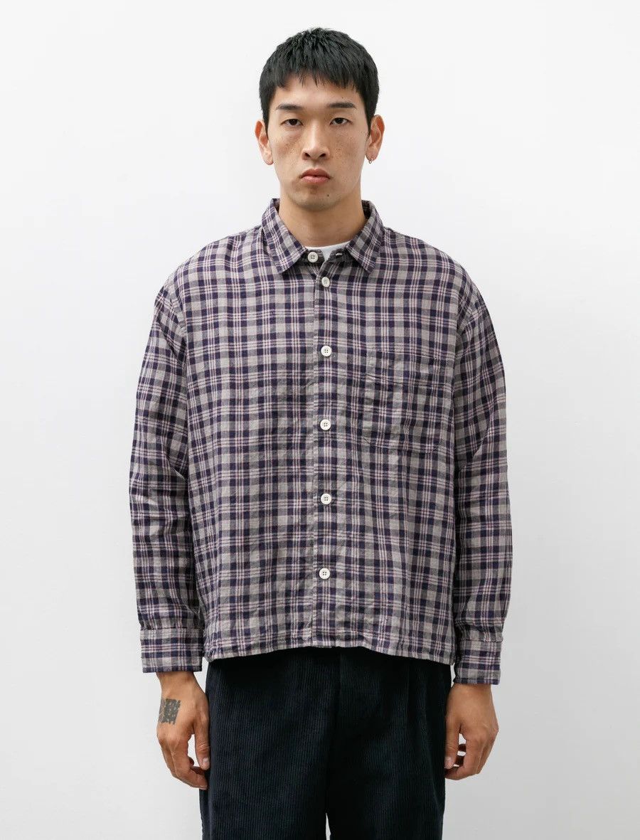 CHCM Conkers relaxed farmer shirt linen grey check | Grailed