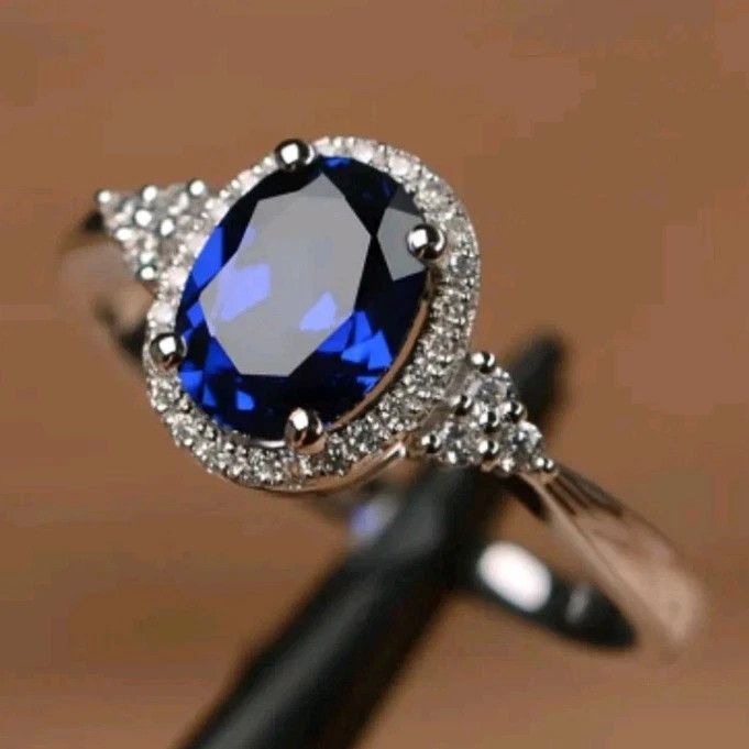 Other Silver Synthetic Sapphire and Cubic Zirconia Ring Size 7 Size ONE SIZE - 1 Thumbnail