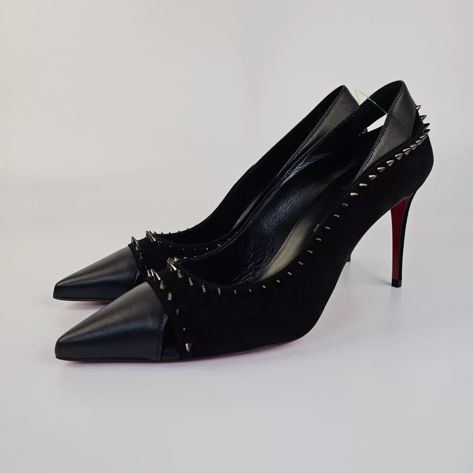 Christian Louboutin o1s1wg110125 Duvette Spikes 85mm Pumps in Black Size US 7 / IT 37 - 1 Thumbnail
