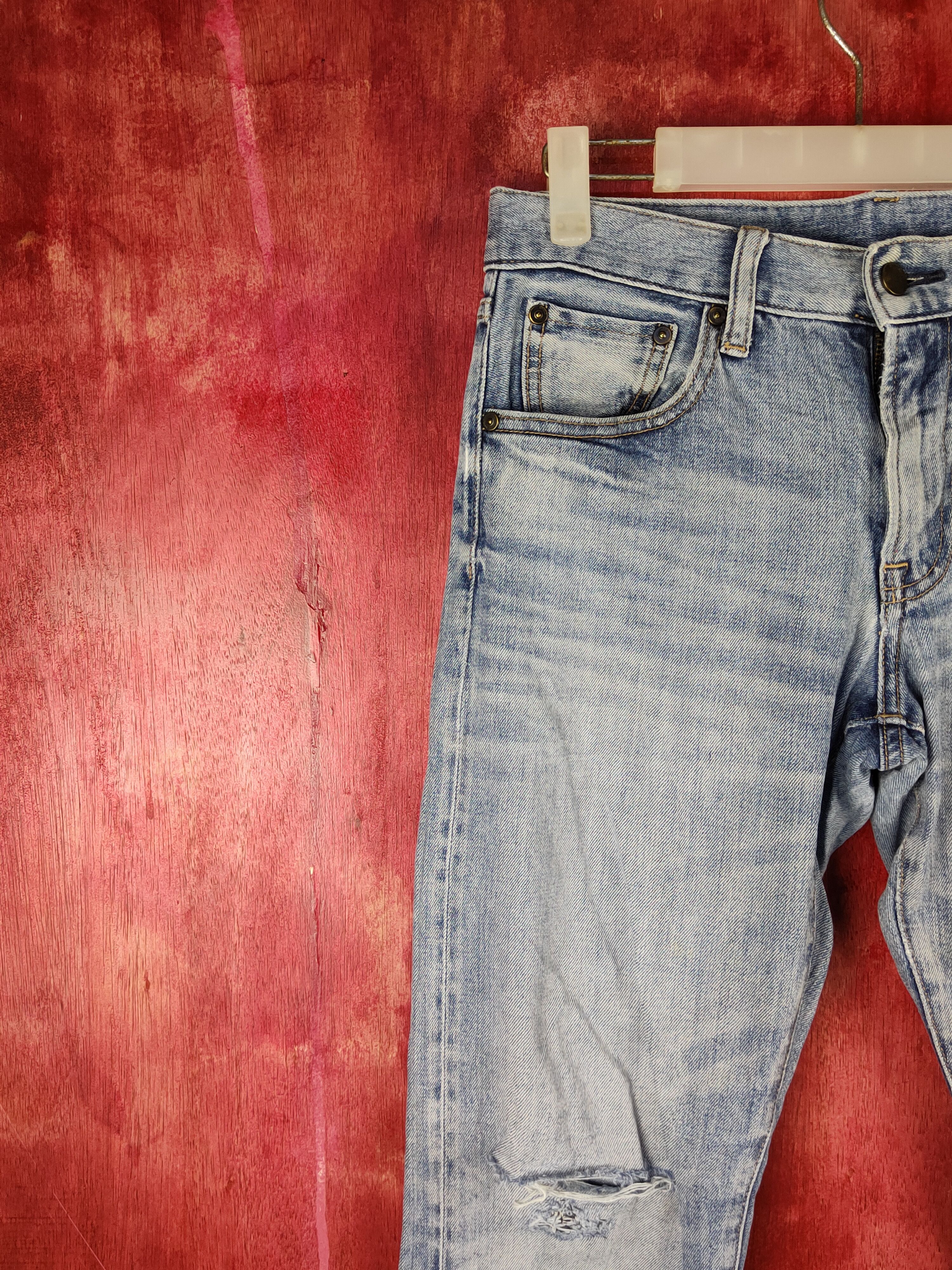 Japanese Brand Uniqlo Blue Distressed Multipocket Denim #S1589 Size US 29 - 3 Thumbnail