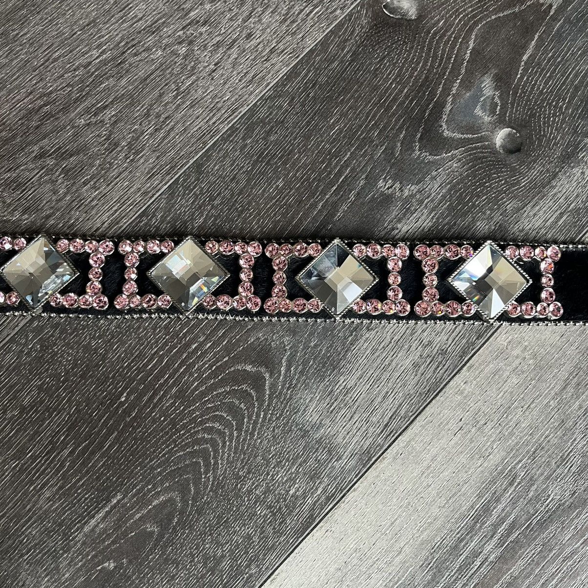 B.B. Simon Vintage B.B. Simon 9003 Horsehair Studded Black Pink Belt Size ONE SIZE - 7 Thumbnail