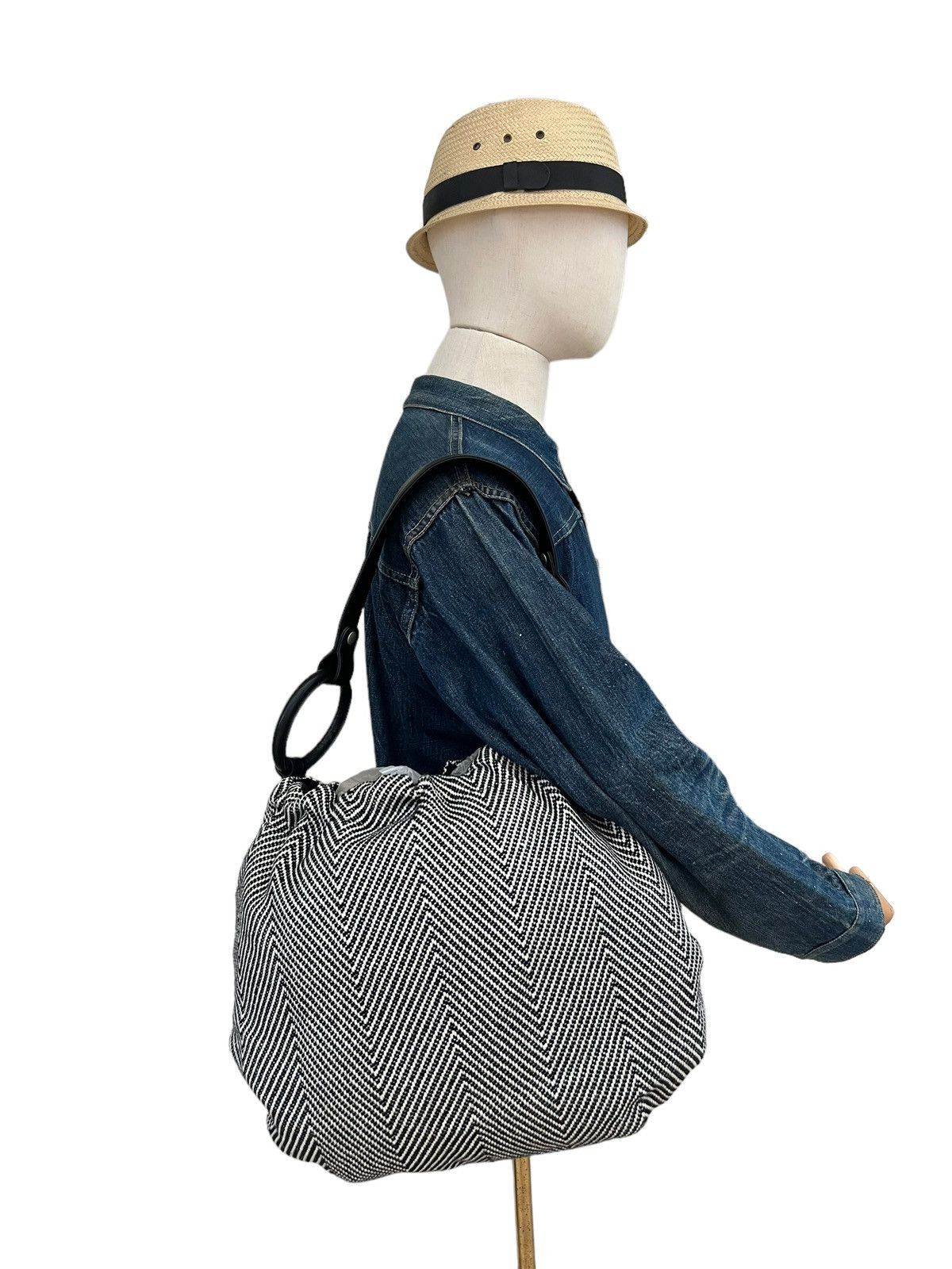 image of Hiroko Hayashi Japan Striped Tweed Bucket Hobo Bag, Women's